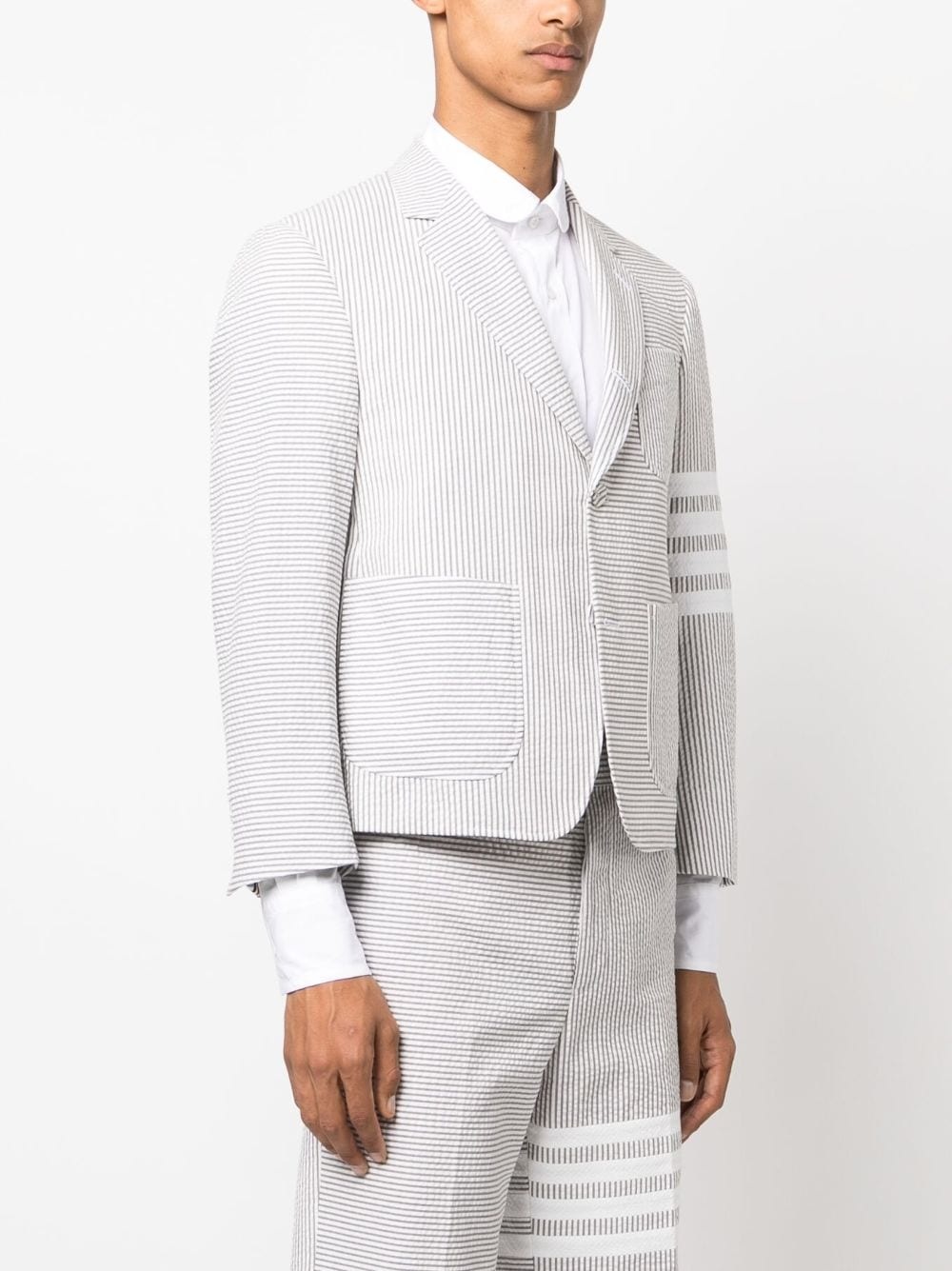 striped single-breasted blazer - 3