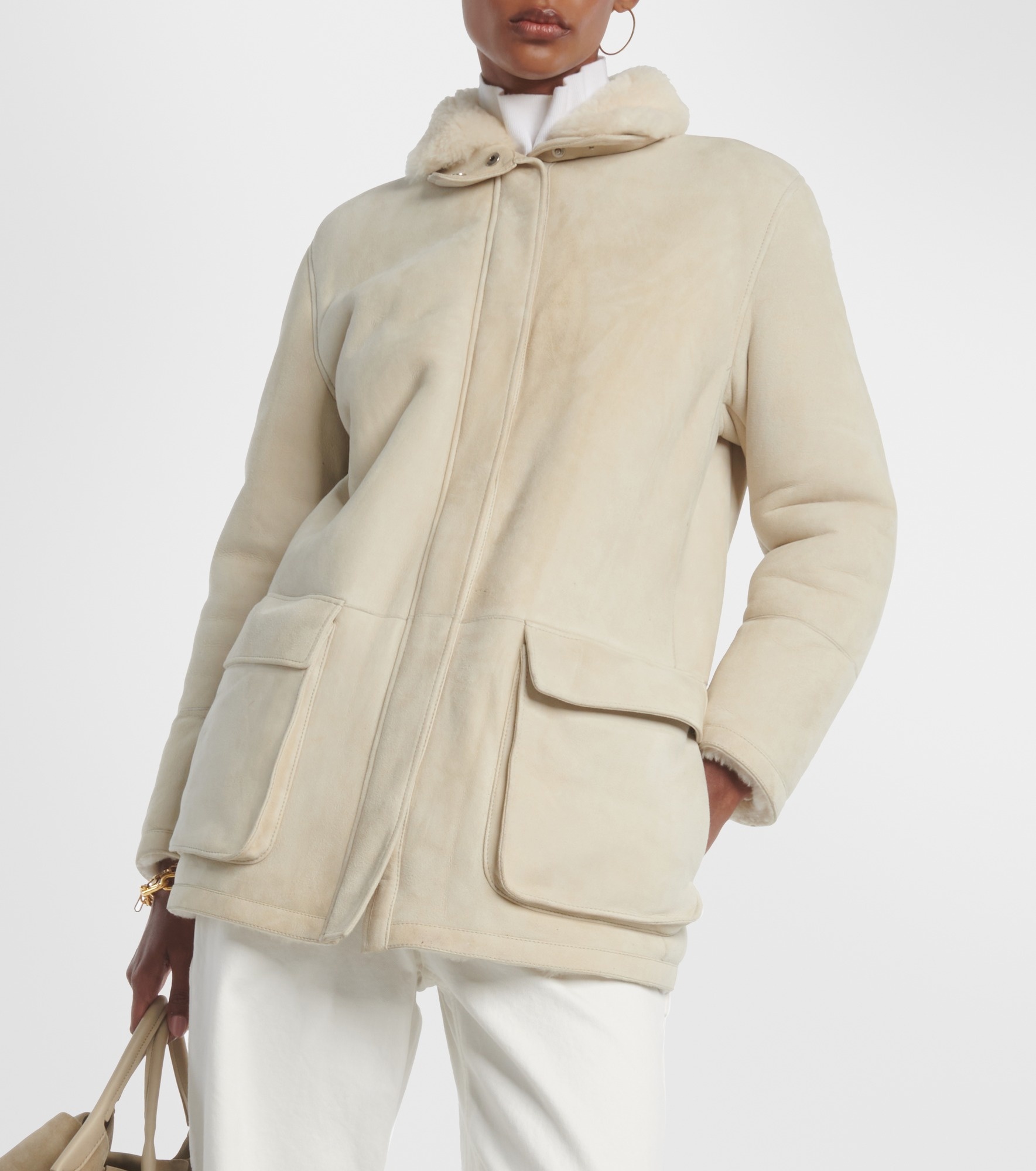 Voyageur shearling-lined suede jacket - 7