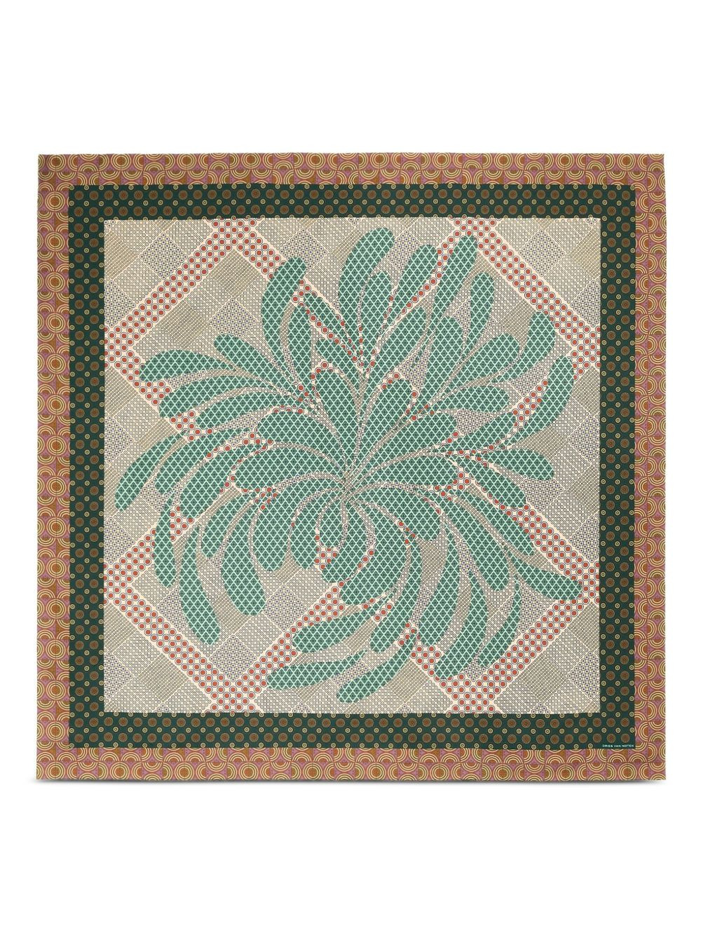 floral-pattern silk scarf - 1