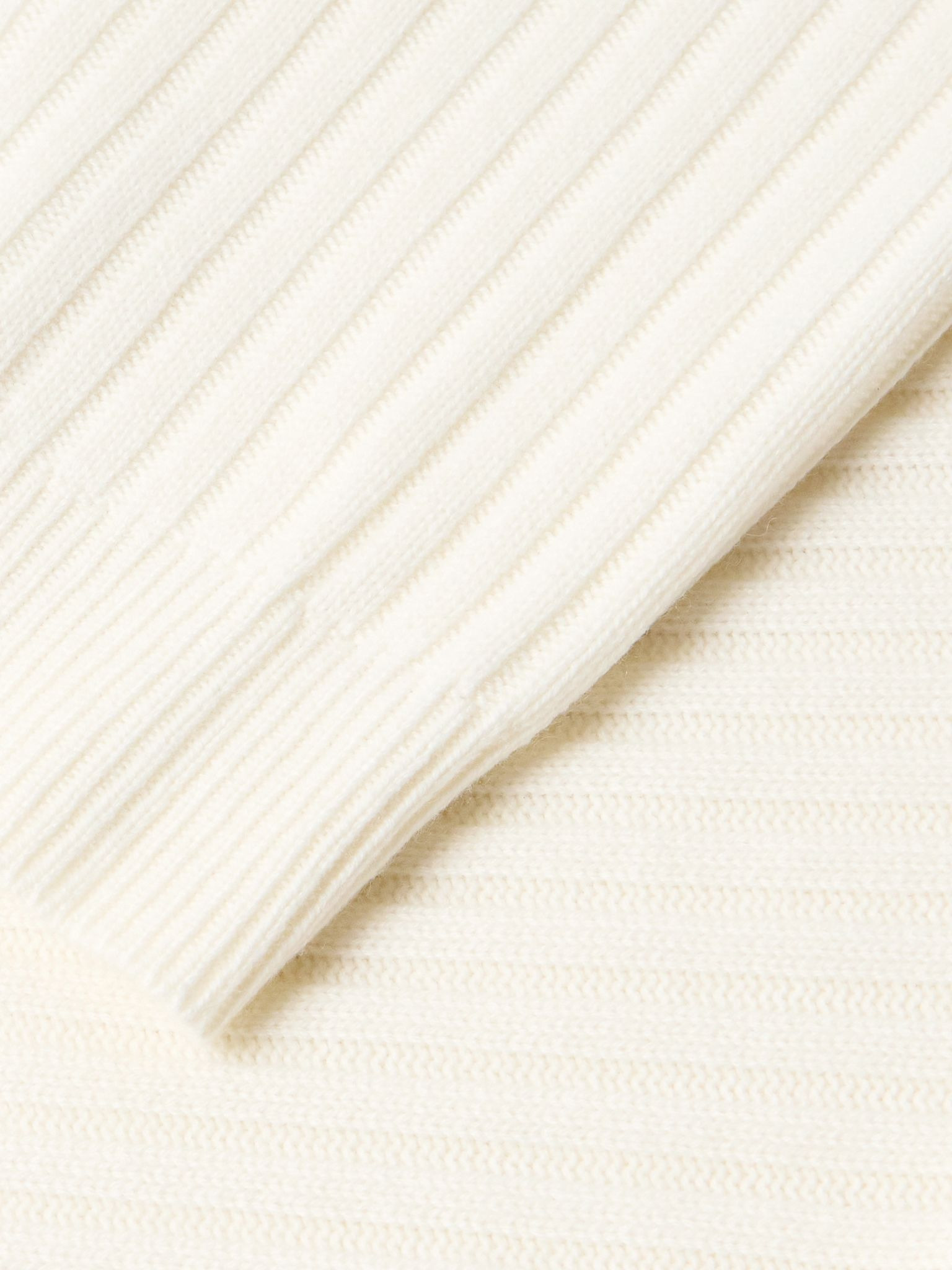 Ribbed Cashmere Sweater Ecru - 5