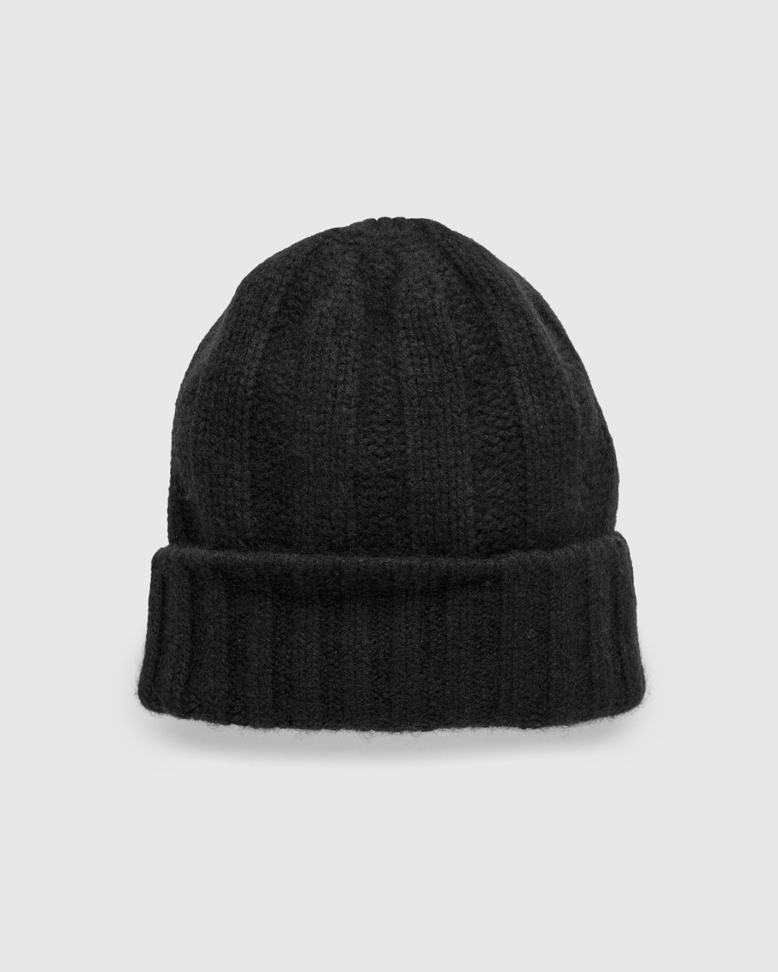 Cashmere Rib Watch Cap in Black - 3