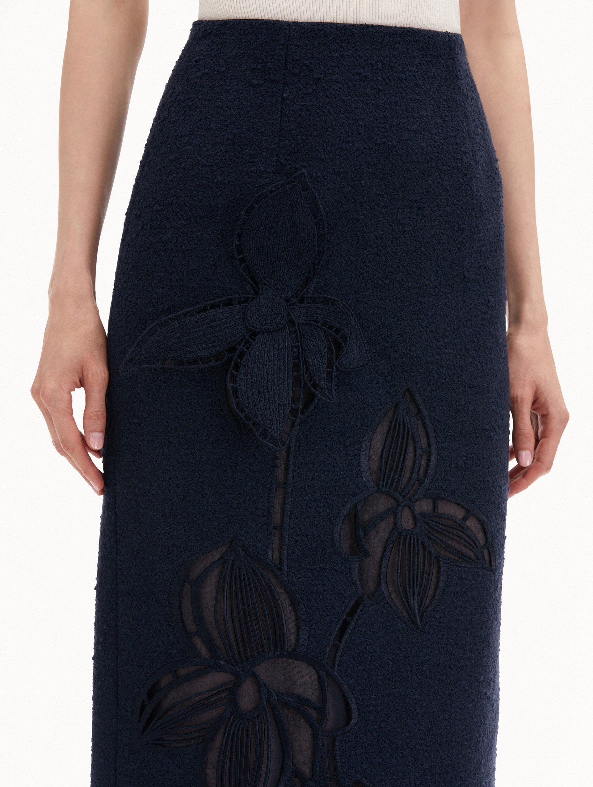 ORCHID EMBROIDERED TWEED SKIRT - 6