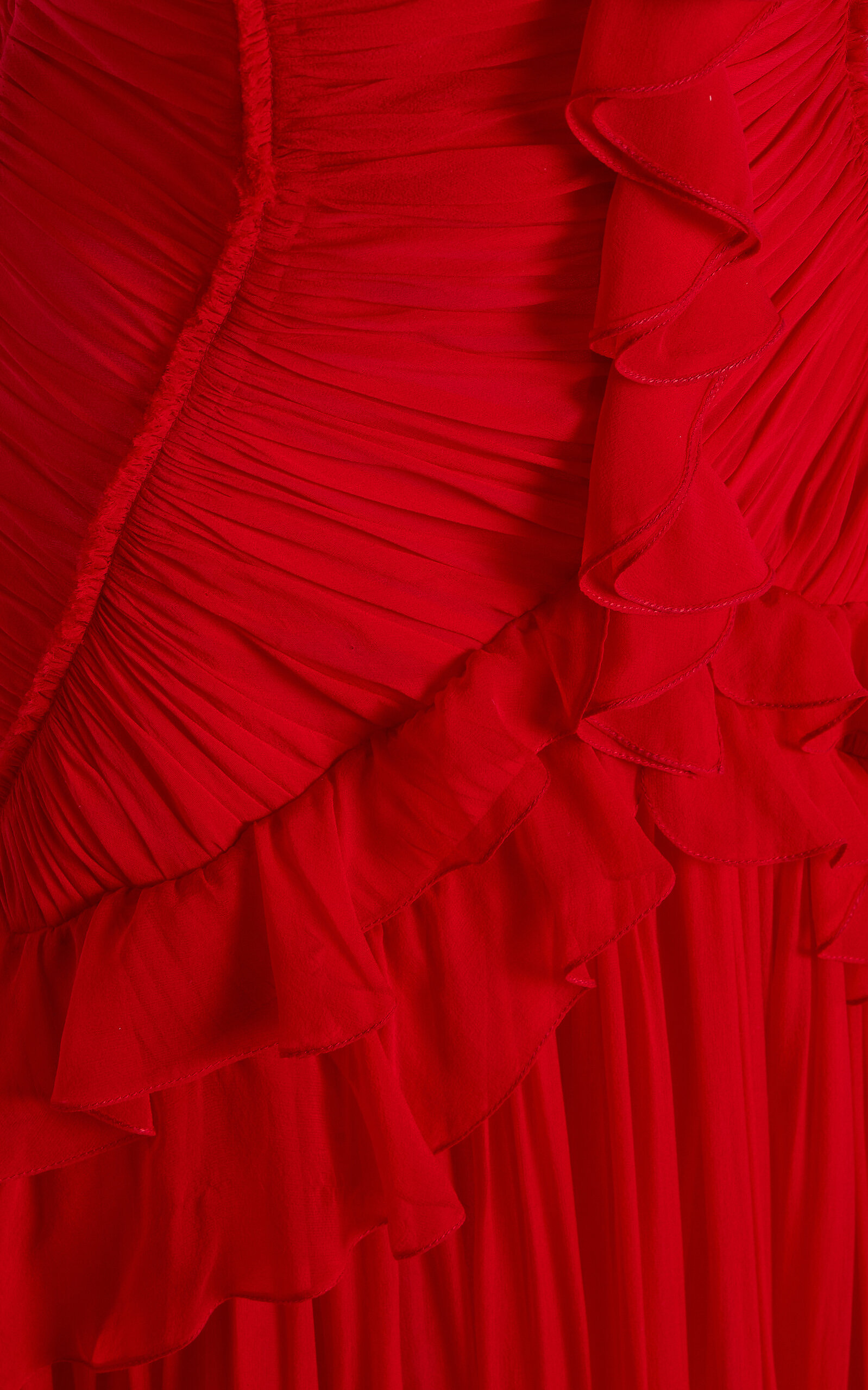 Ruffled Silk Chiffon Gown red - 5