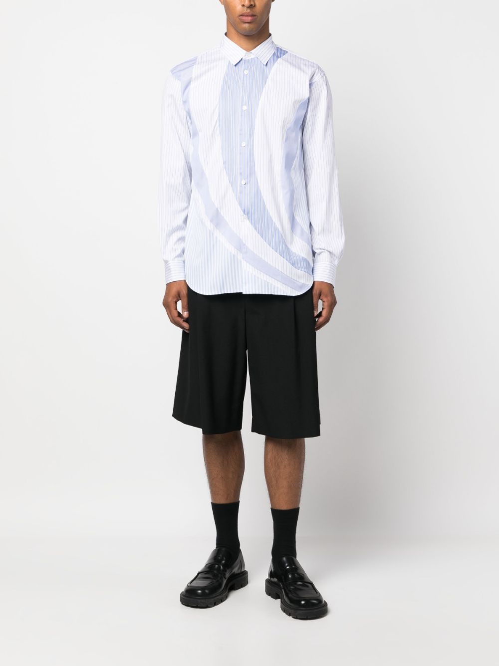 striped panelled long-sleeve shirt - 2