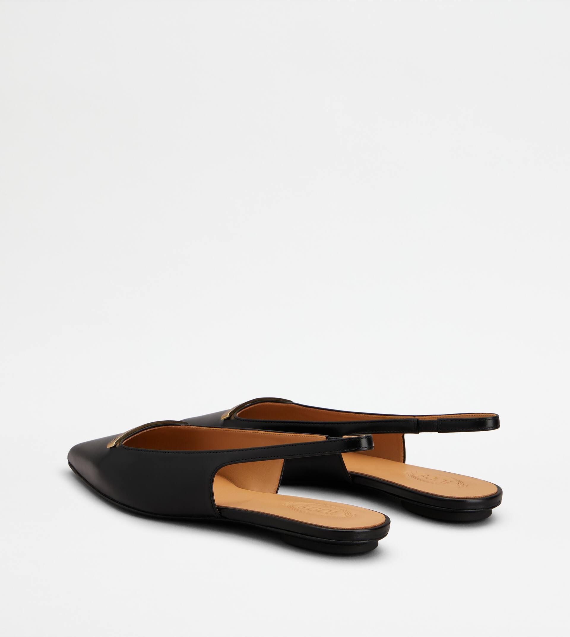 バレエシューズ TOD'S LEATHER SLINGBACK BALLETS Tod's SLINGBACK BALLERINAS IN LEATHER - BLACK | REVERSIBLE