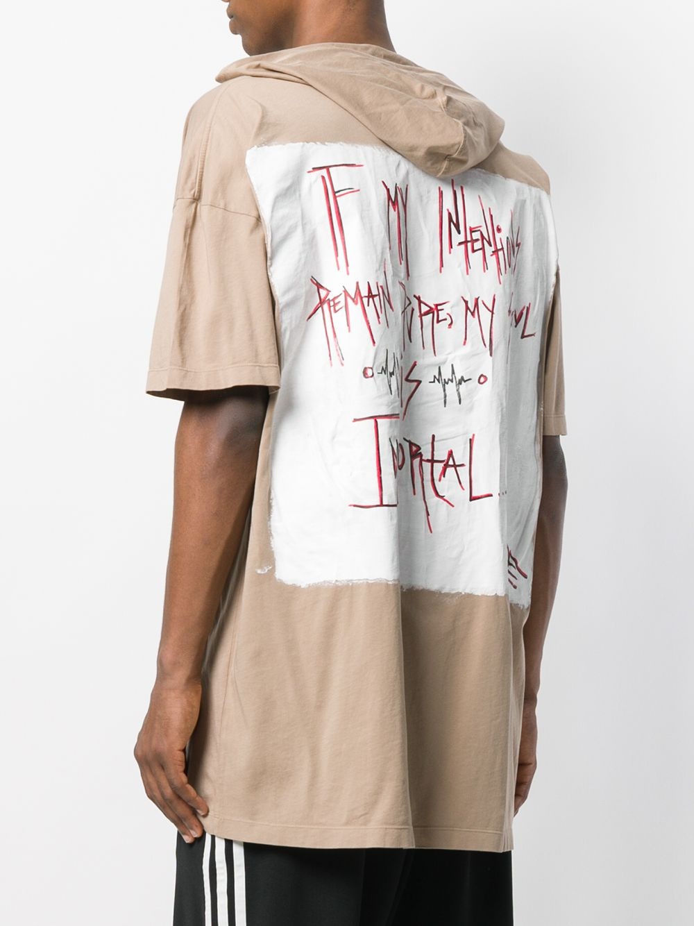 oversized hooded tag T-shirt - 4
