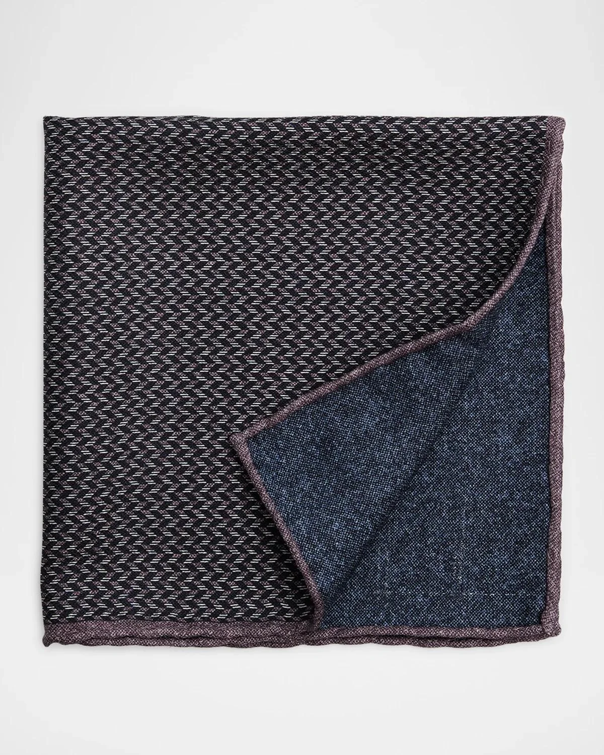 Men's Chevron Double-Face Silk Pocket Square - 1