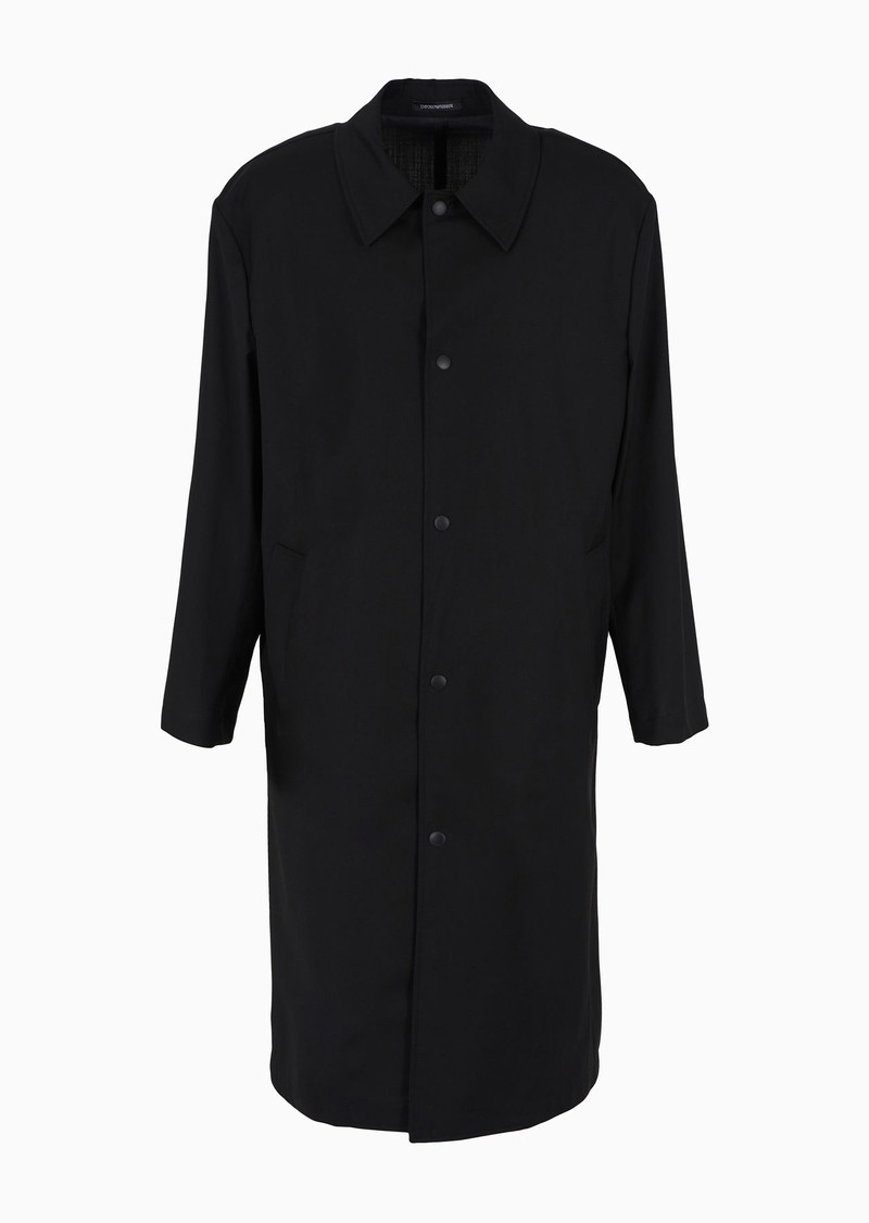 ASV water-repellent and wind-proof trench coat in sustainable virgin-wool technical fabric 1