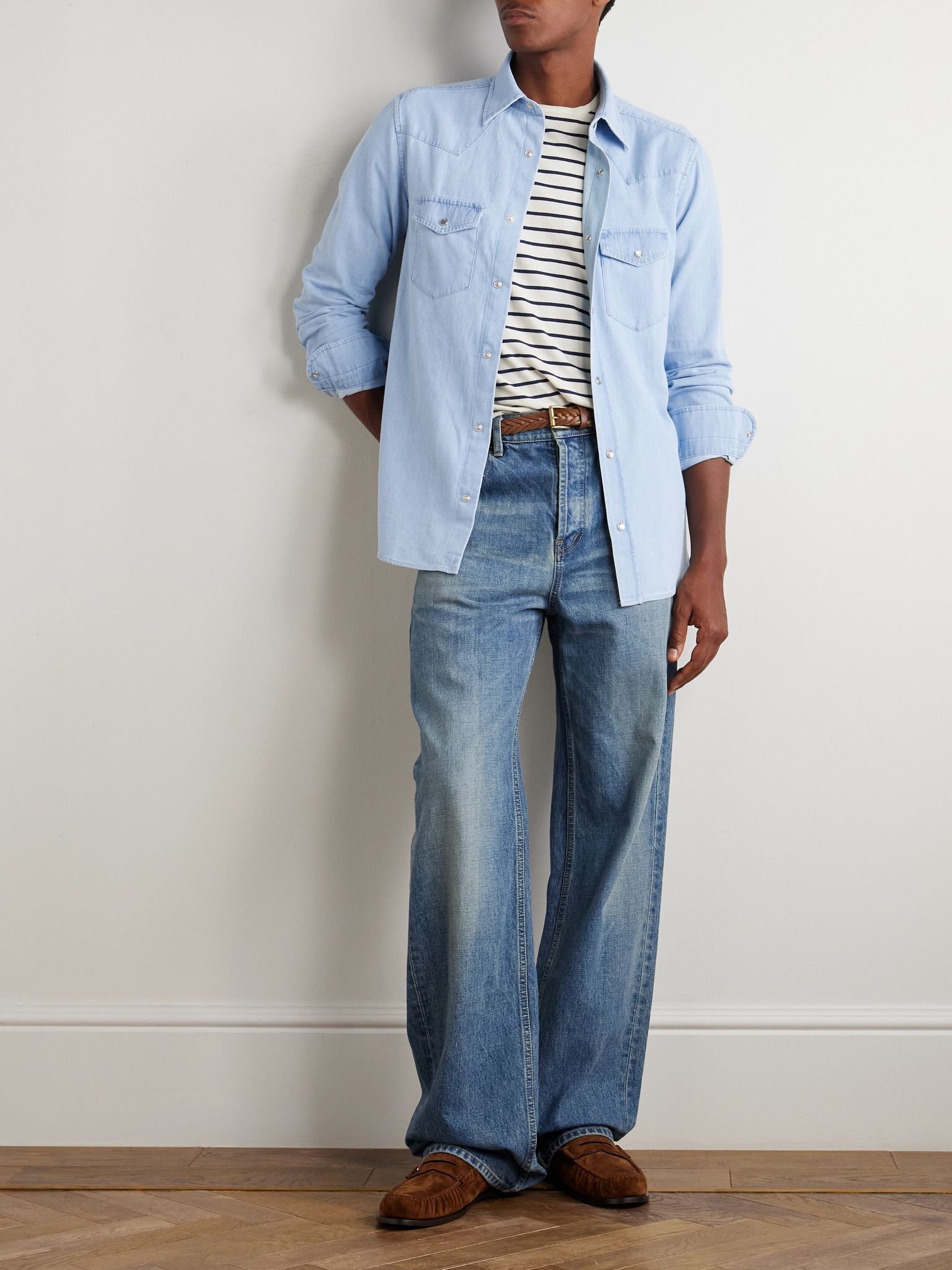 Cotton-Chambray Western Shirt Blue - 2