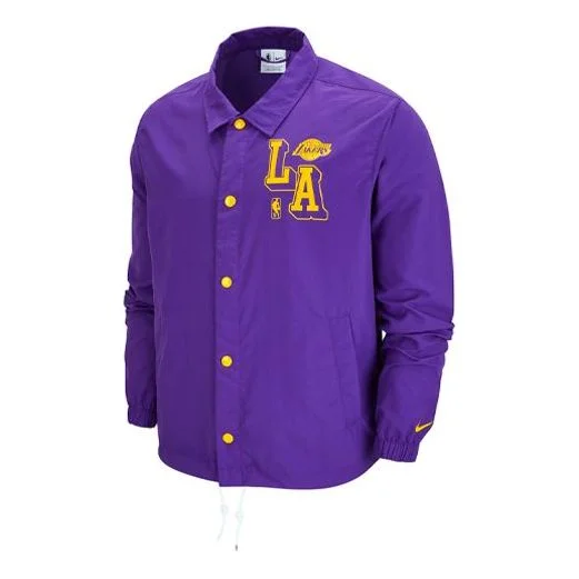 Nike NBA Courtside Los Angeles Lakers Alphabet Logo Printing Coach Jacket Purple DB1440-504 - 1