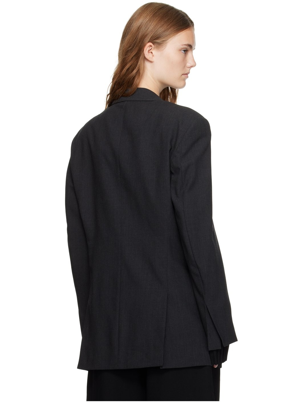 Gray Peaked Lapel Blazer - 3