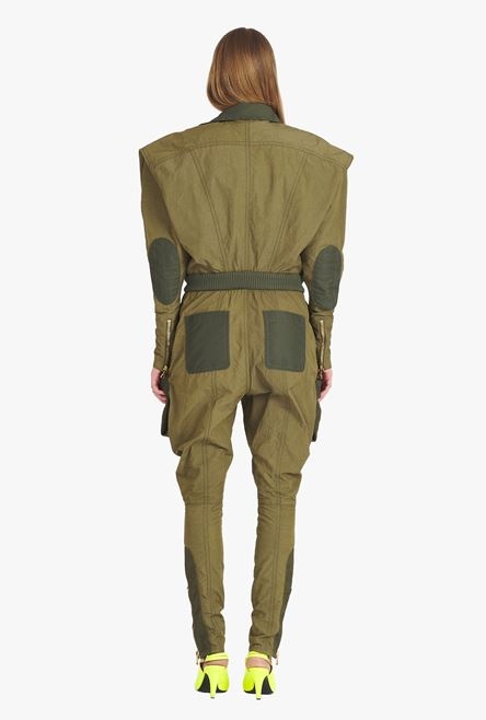 Khaki nylon cargo jumpsuit - 3