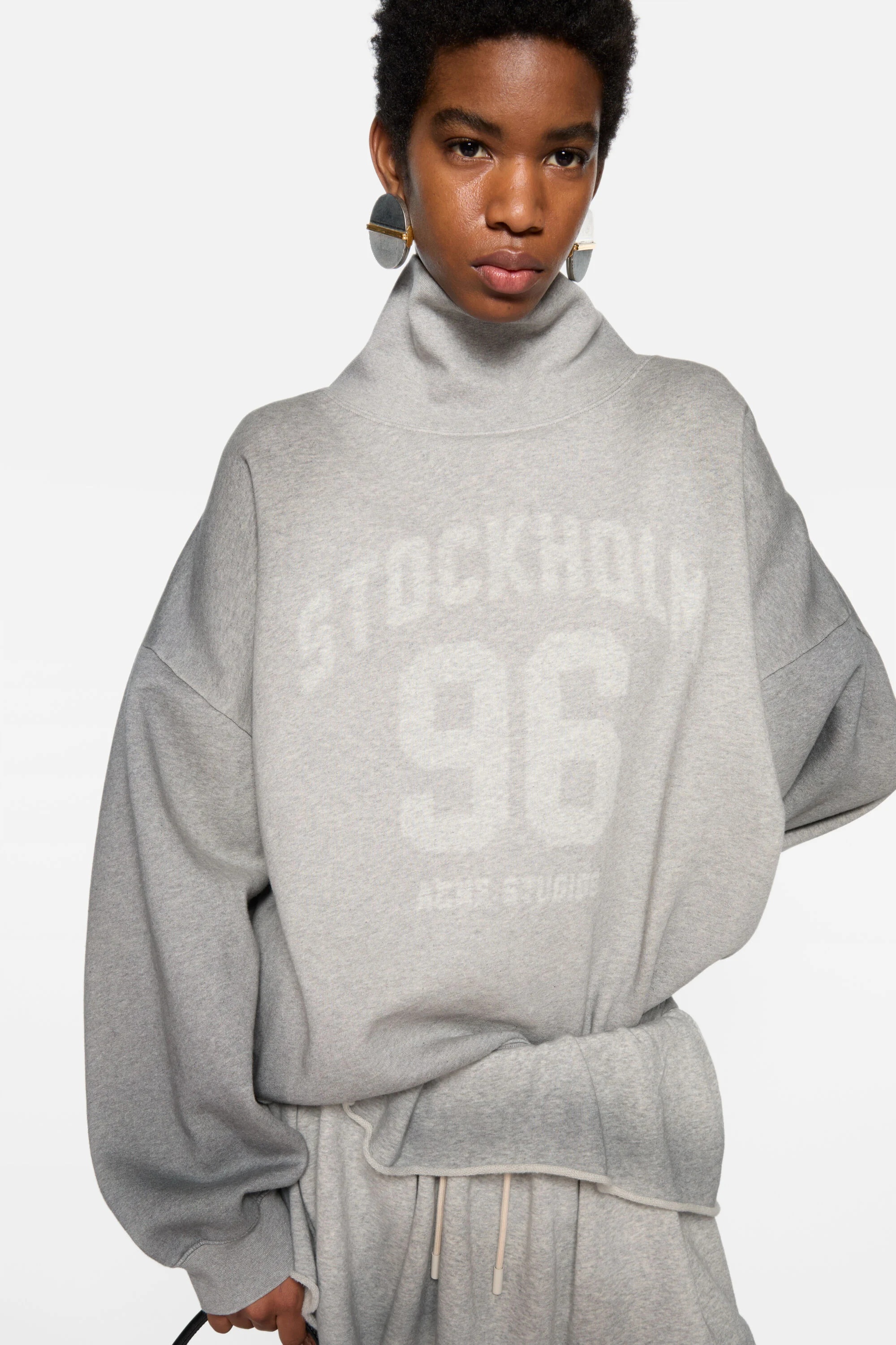High-Neck Sweater - Grey Melange - 4
