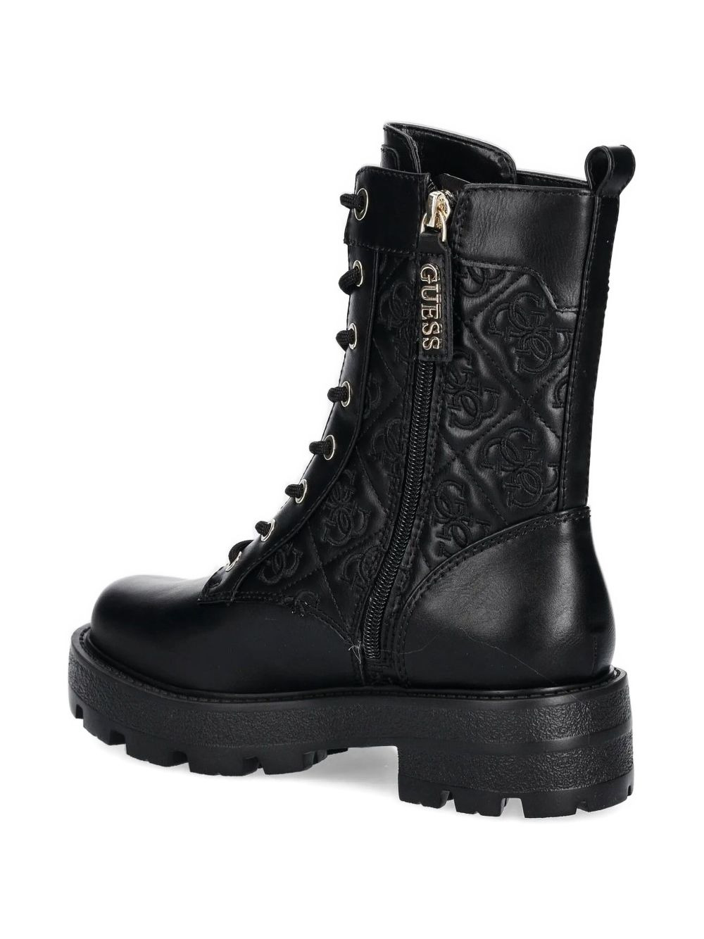logo-quilted lace-up boots - 4