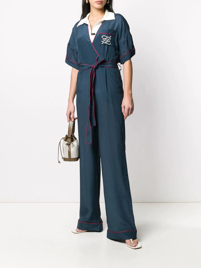 FENDI belted Karligraphy motif jumpsuit outlook