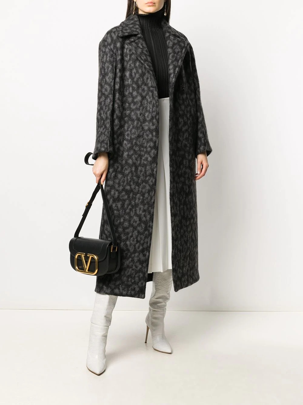 leopard-print mid-length coat - 2