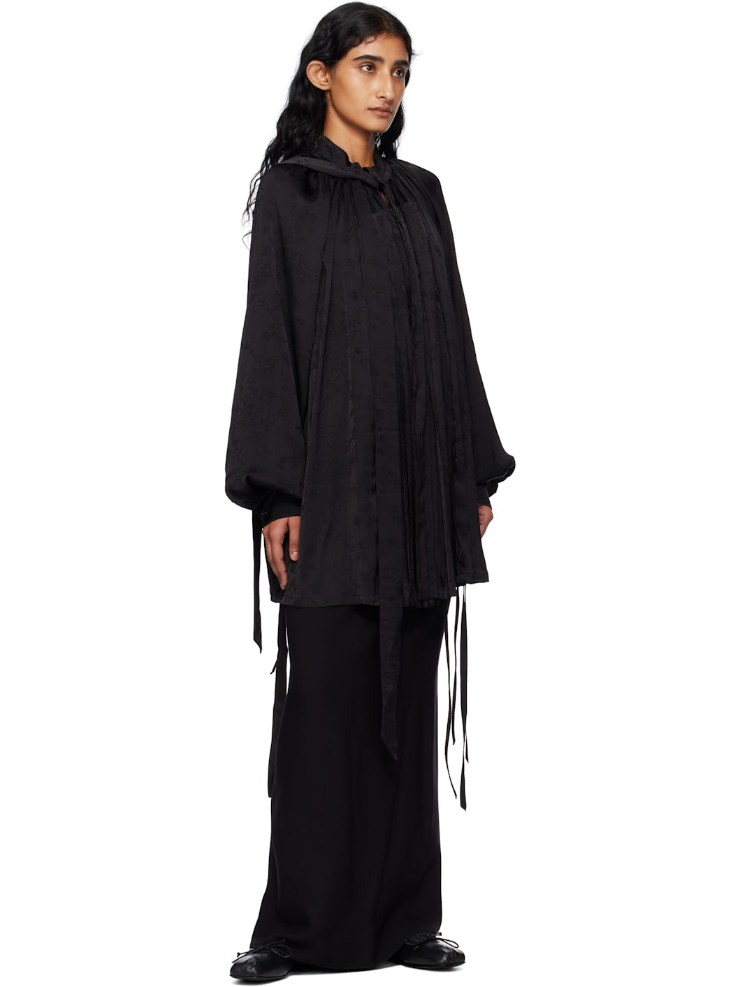 Black Likki Comfort Pleated Shirt - 4
