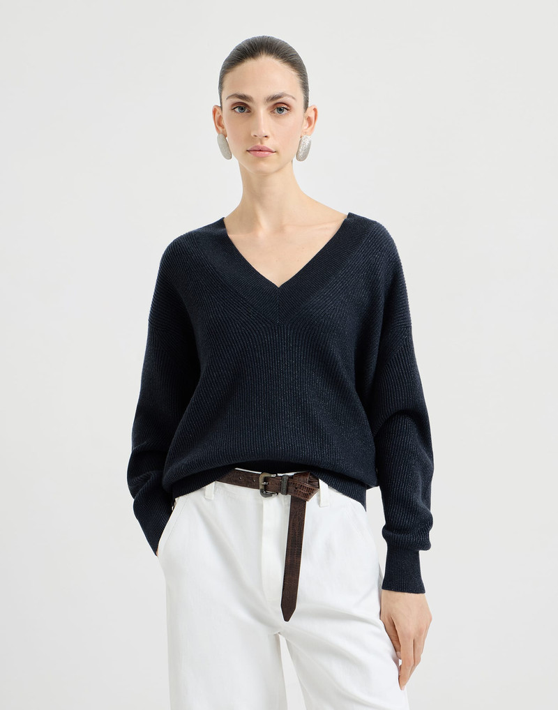 Sparkling cashmere ribbed sweater 2