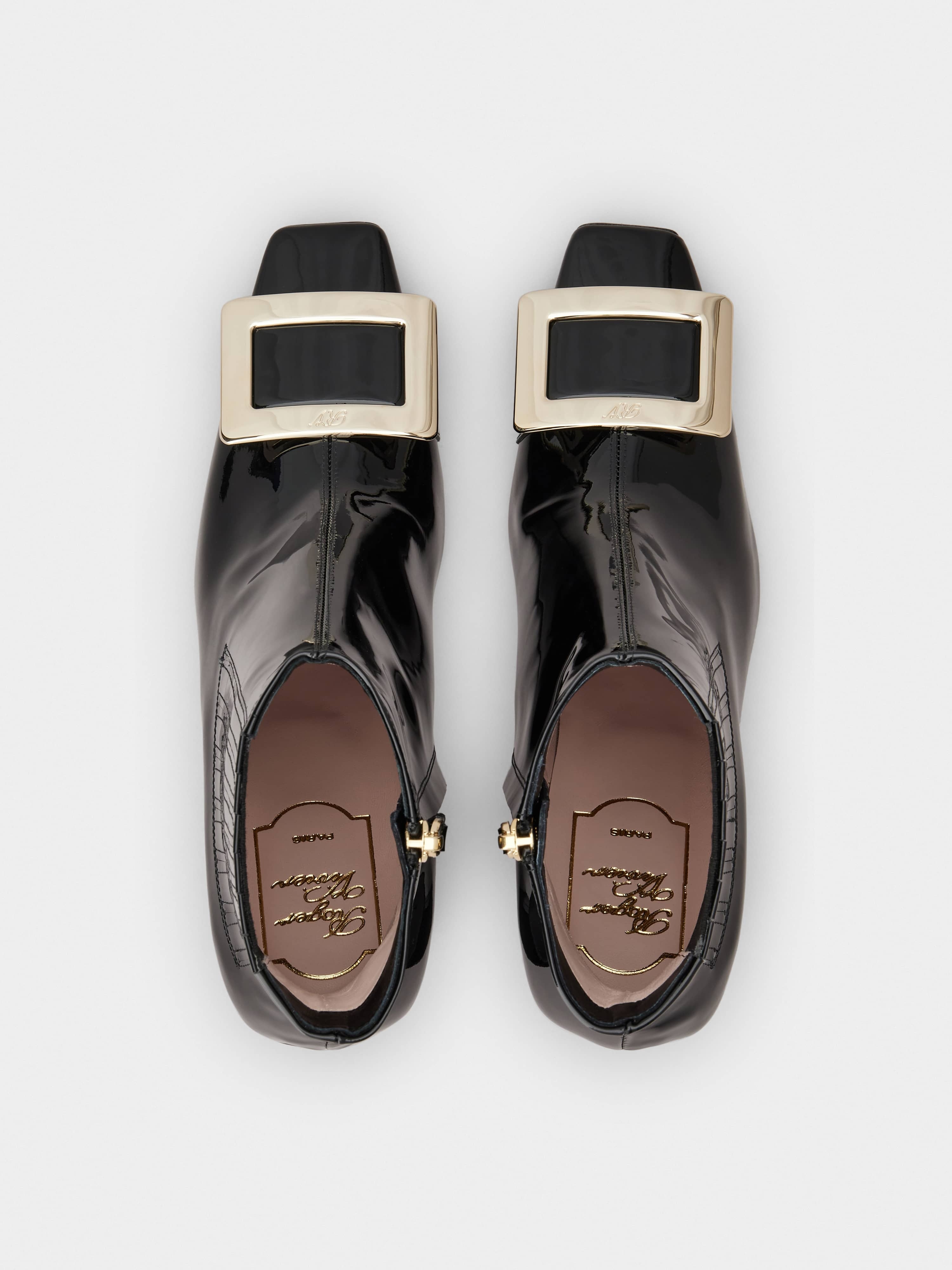 Belle Vivier Metal Buckle Chelsea Ankle Boots in Patent Leather - 4