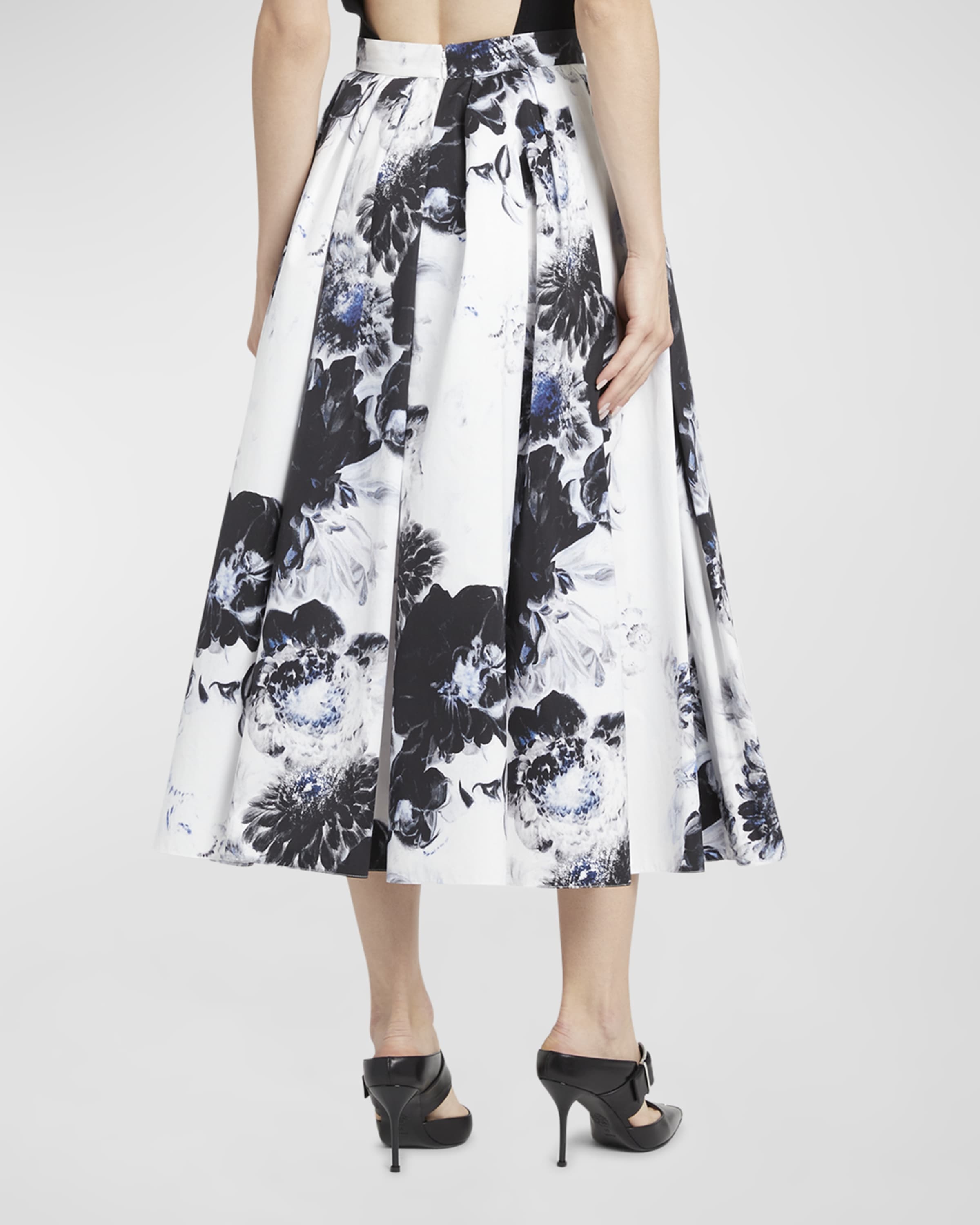 Floral-Print Midi Circle Skirt - 4