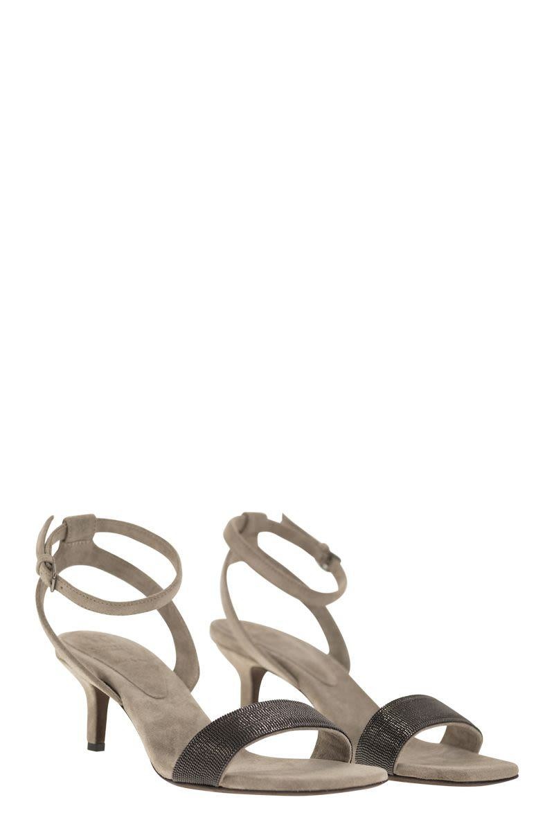 BRUNELLO CUCINELLI SUEDE SANDALS WITH PRECIOUS INSERT - 4