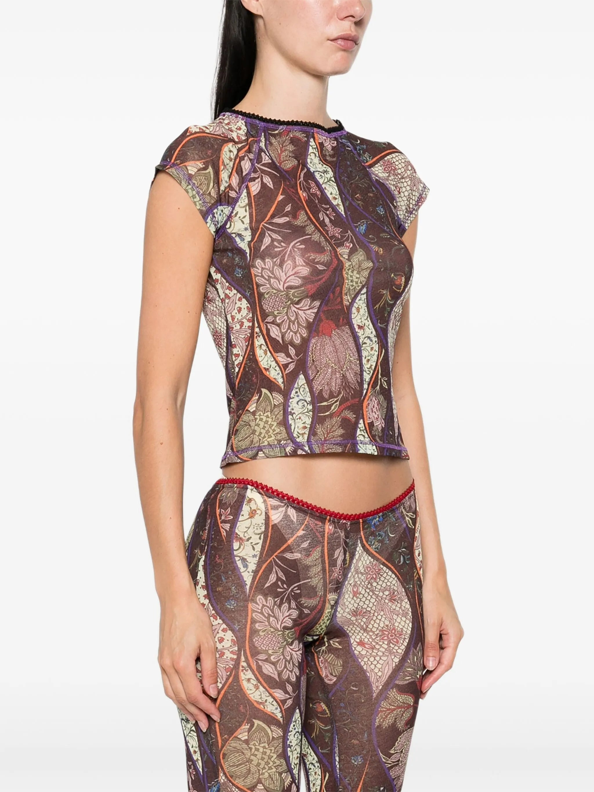 Siedres Floral-pattern Mesh Top - 4