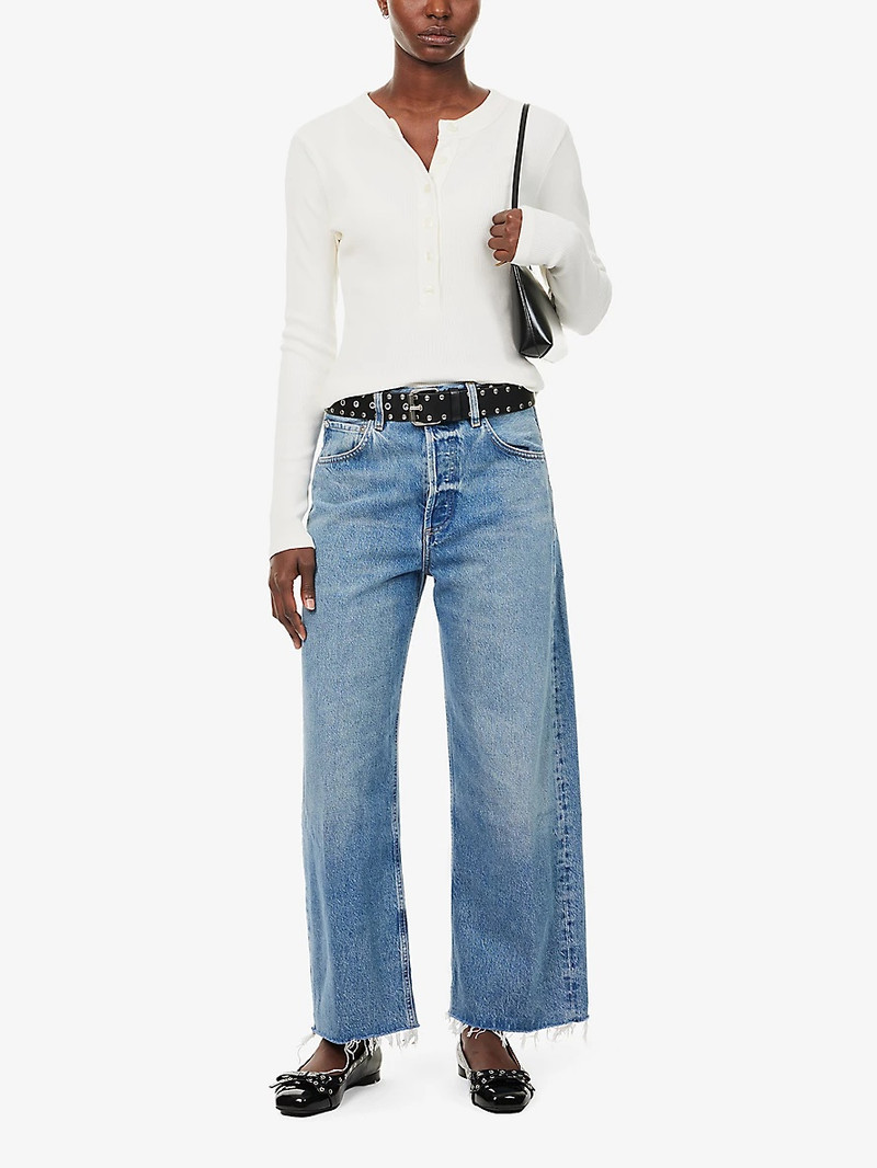 Citizens of Humanity Ayla raw-hem cropped wide-leg denim jeans outlook