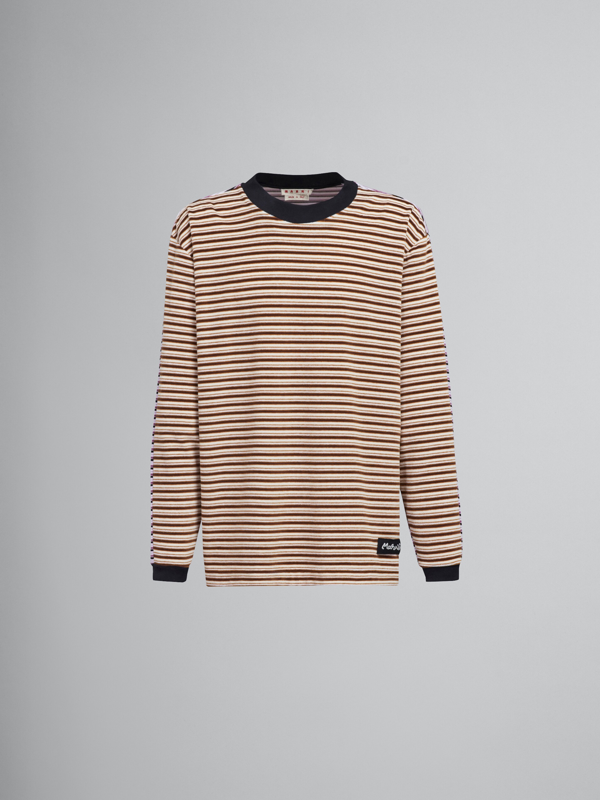 STRIPED VELOUR LONG-SLEEVED T-SHIRT - 1