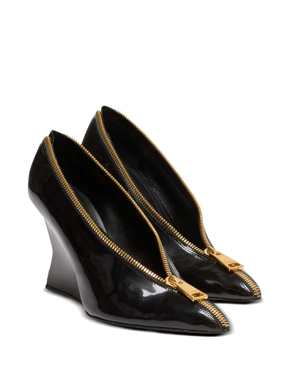 95mm zip-detail wedge heeled pumps - 2