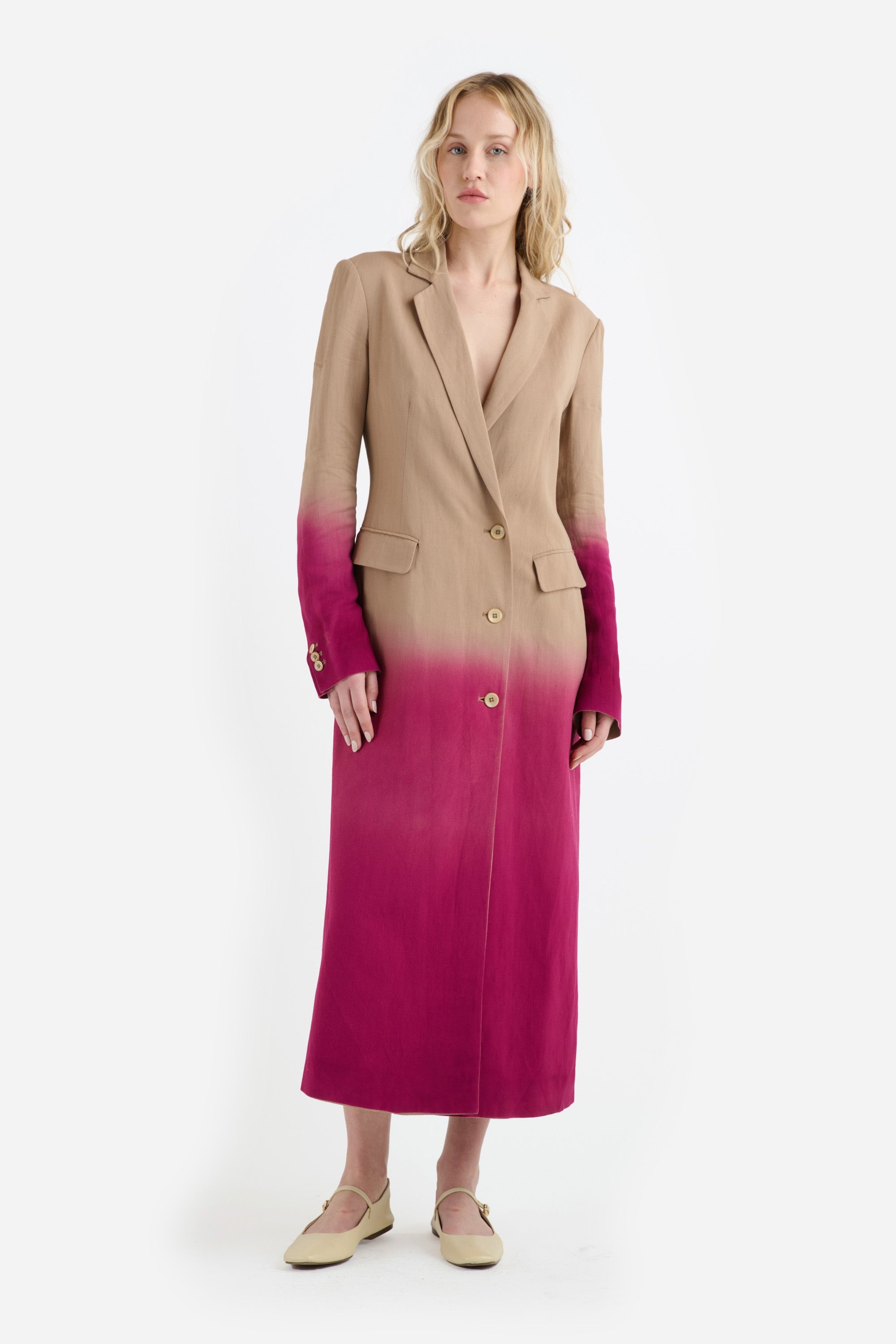 DOUBLE BREASTED LONG BLAZER - 2
