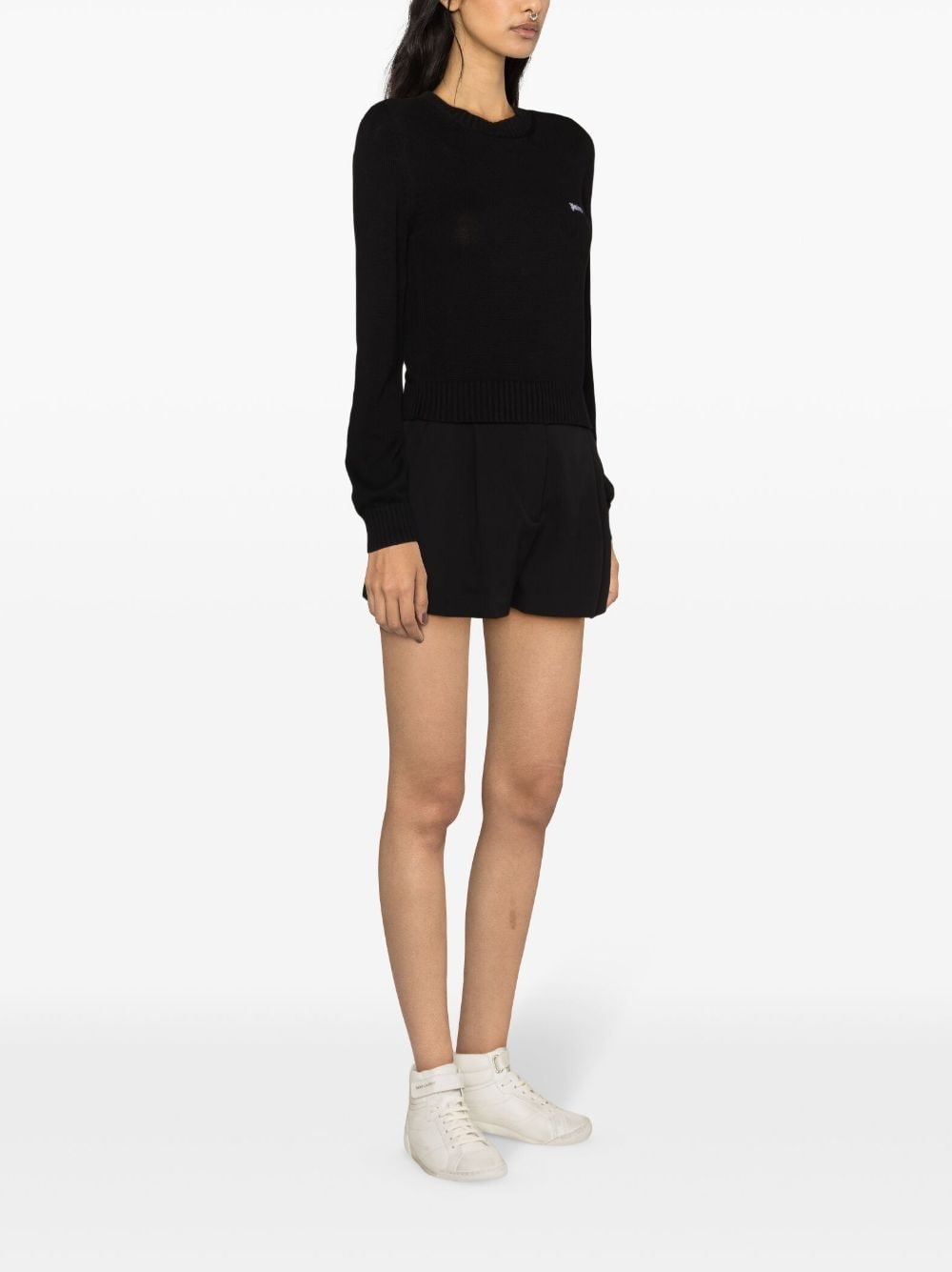 logo-embroidered cropped jumper - 3