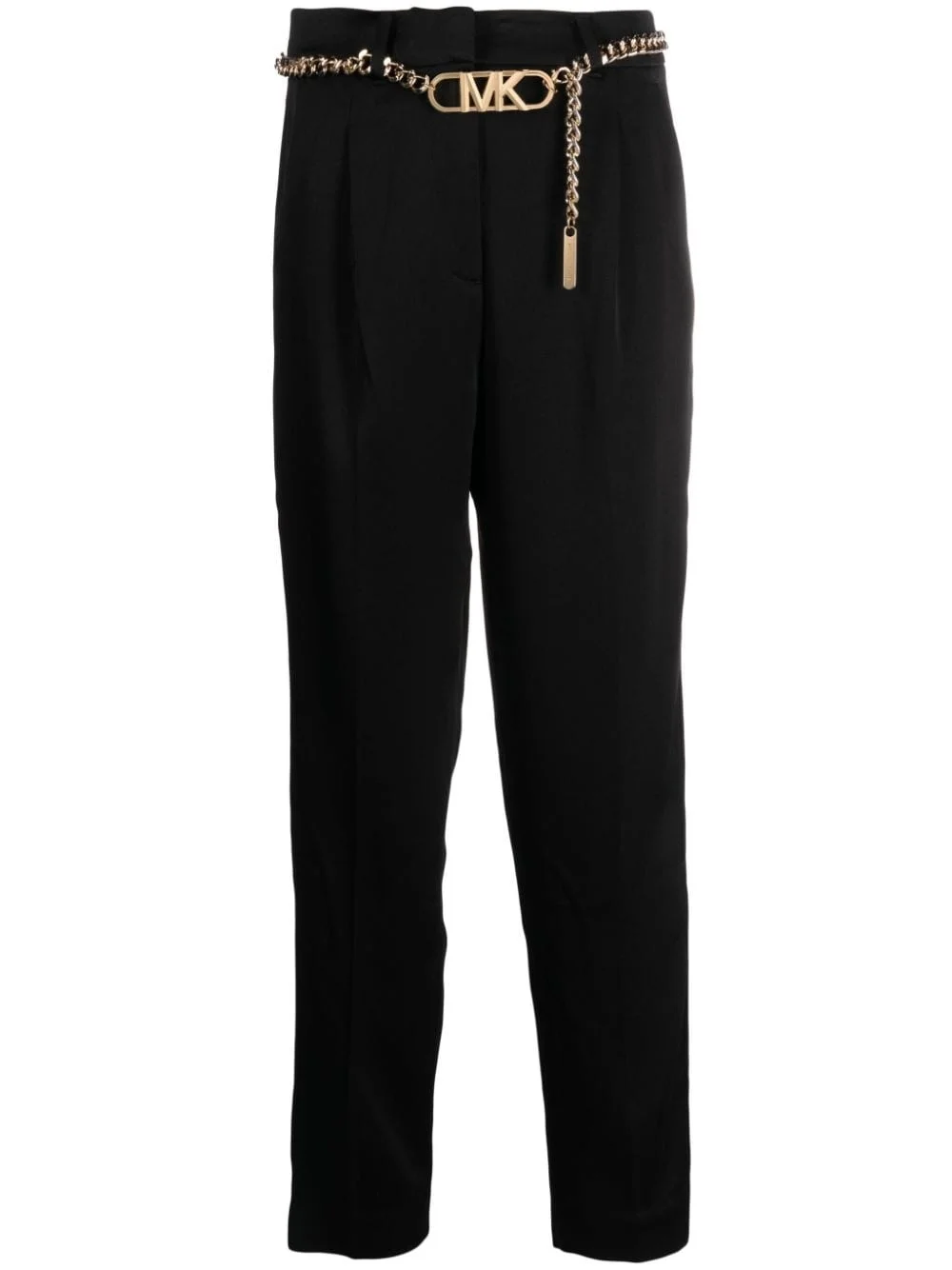 logo-plaque high-waist tapered trousers - 1
