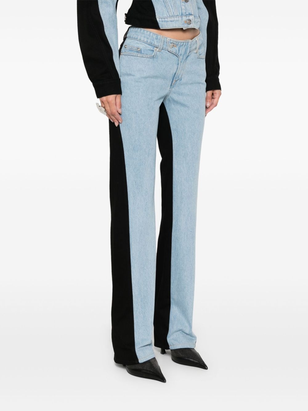 bi-color straight-leg jeans - 3