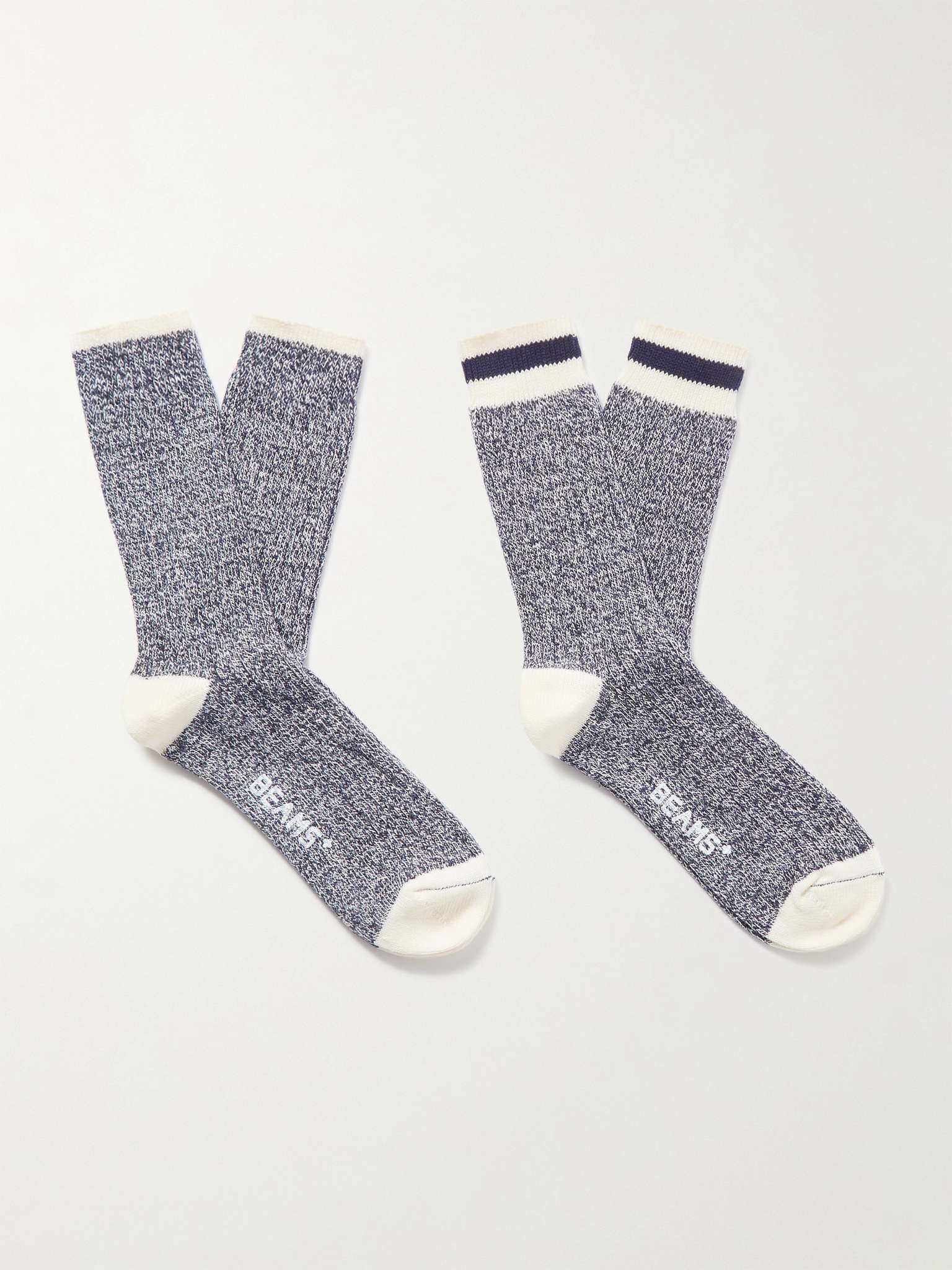 Rag Pack of Two Striped Ribbed Cotton-Blend Socks - 1