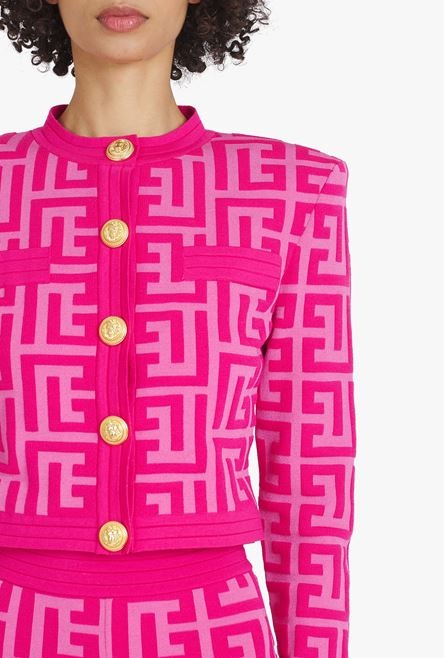 Balmain x Barbie - Knit cardigan with light pink Balmain monogram - 6