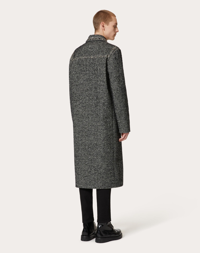 STUD AND CRYSTAL EMBROIDERED WOOL TWEED COAT 4