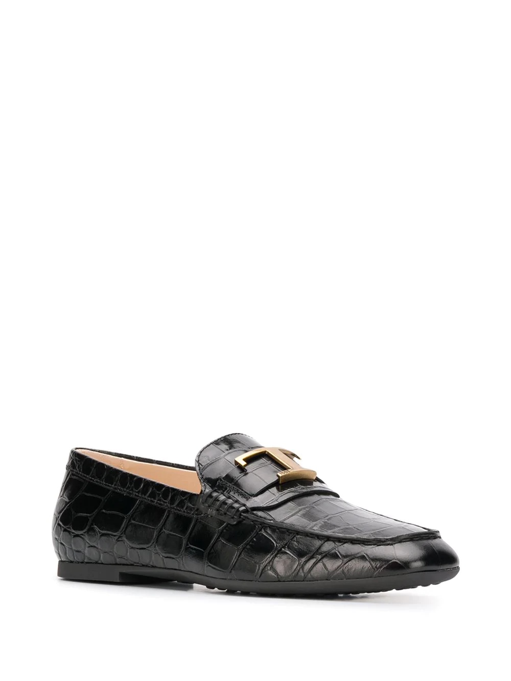 crocodile-effect leather loafers - 2