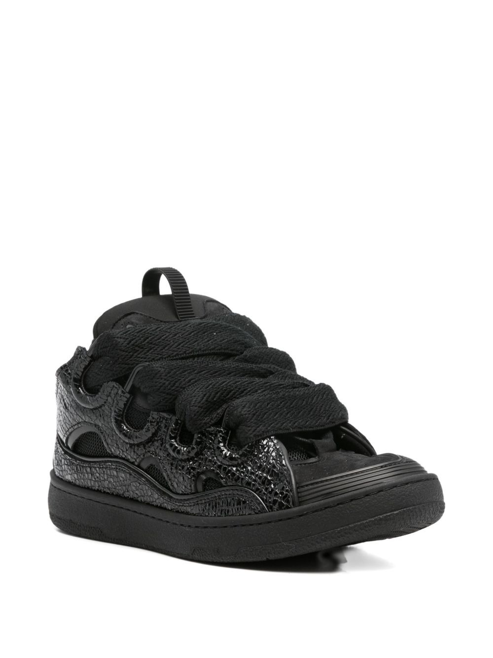 lace-up textured sneakers - 2