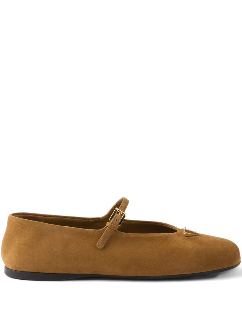 Prada Buckle Strap Suede Ballerinas 1