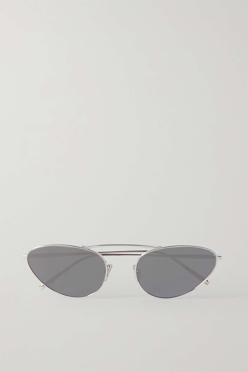 Cat-eye silver-tone sunglasses 1