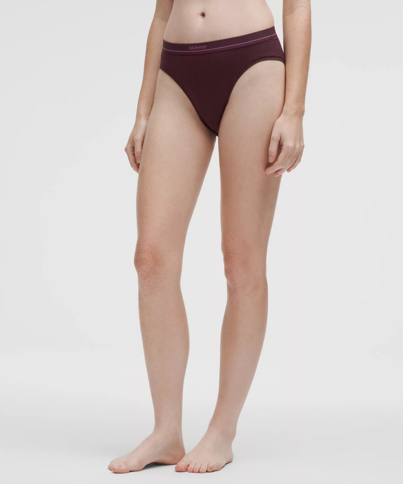 Stretch Cotton Ribbed Logo Super-High-Rise Bikini Underwear 1