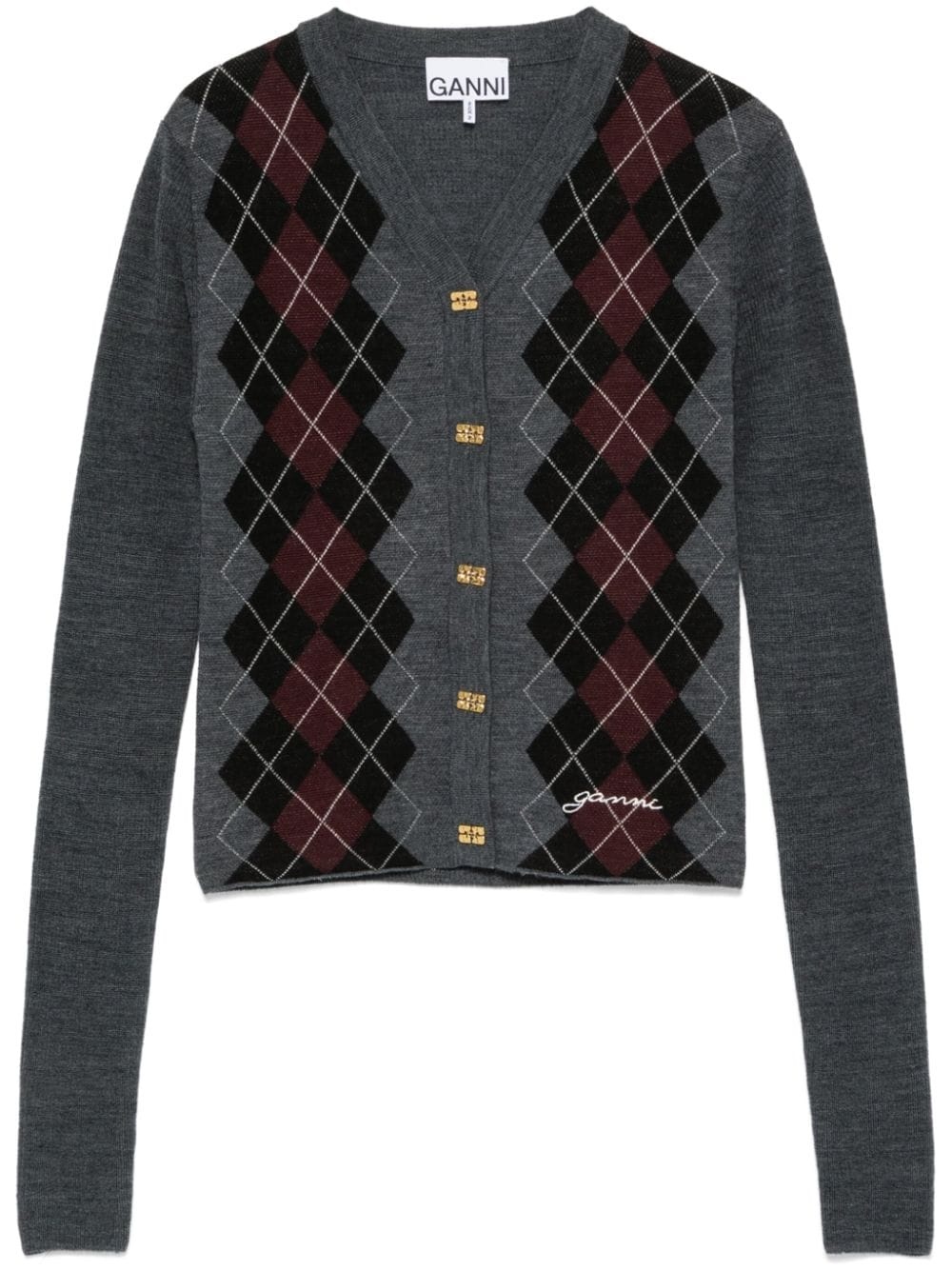 argyle-knit cardigan - 1