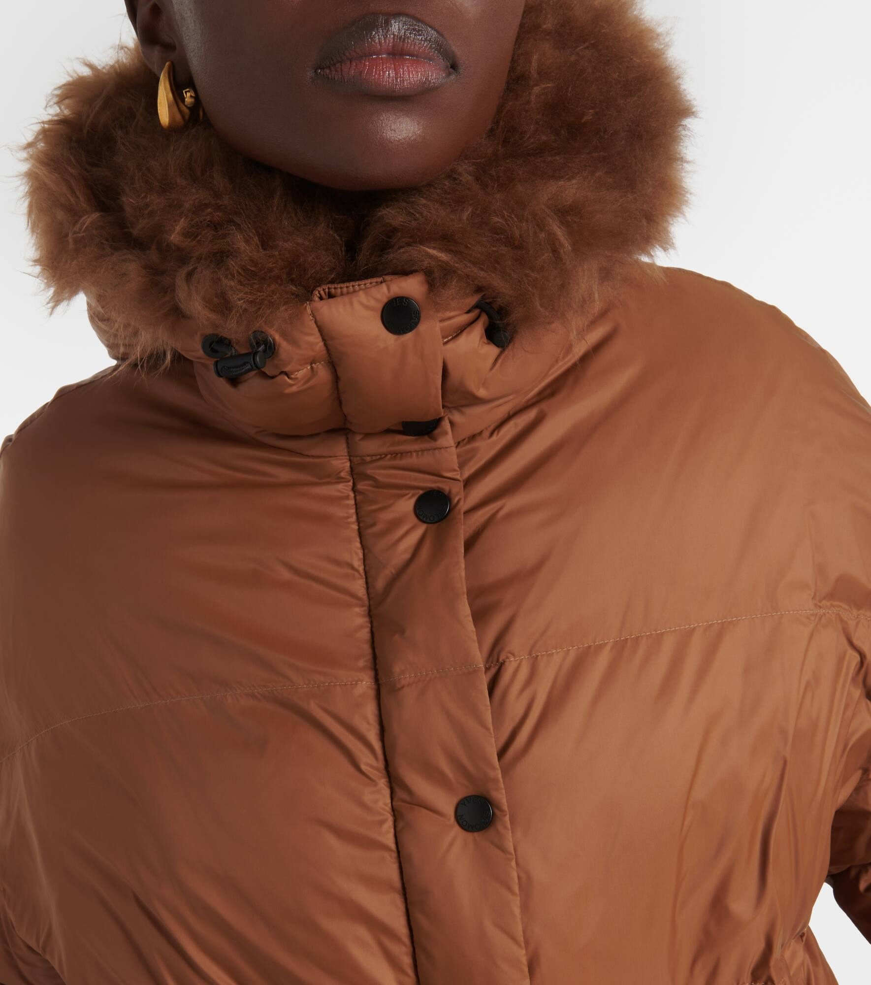 Shearling-trimmed down jacket - 5