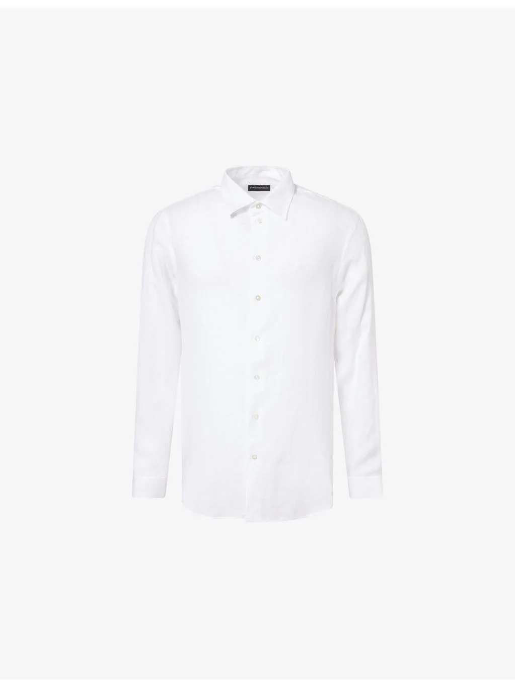 Long-Sleeve Classic-Collar Linen Shirt - 1