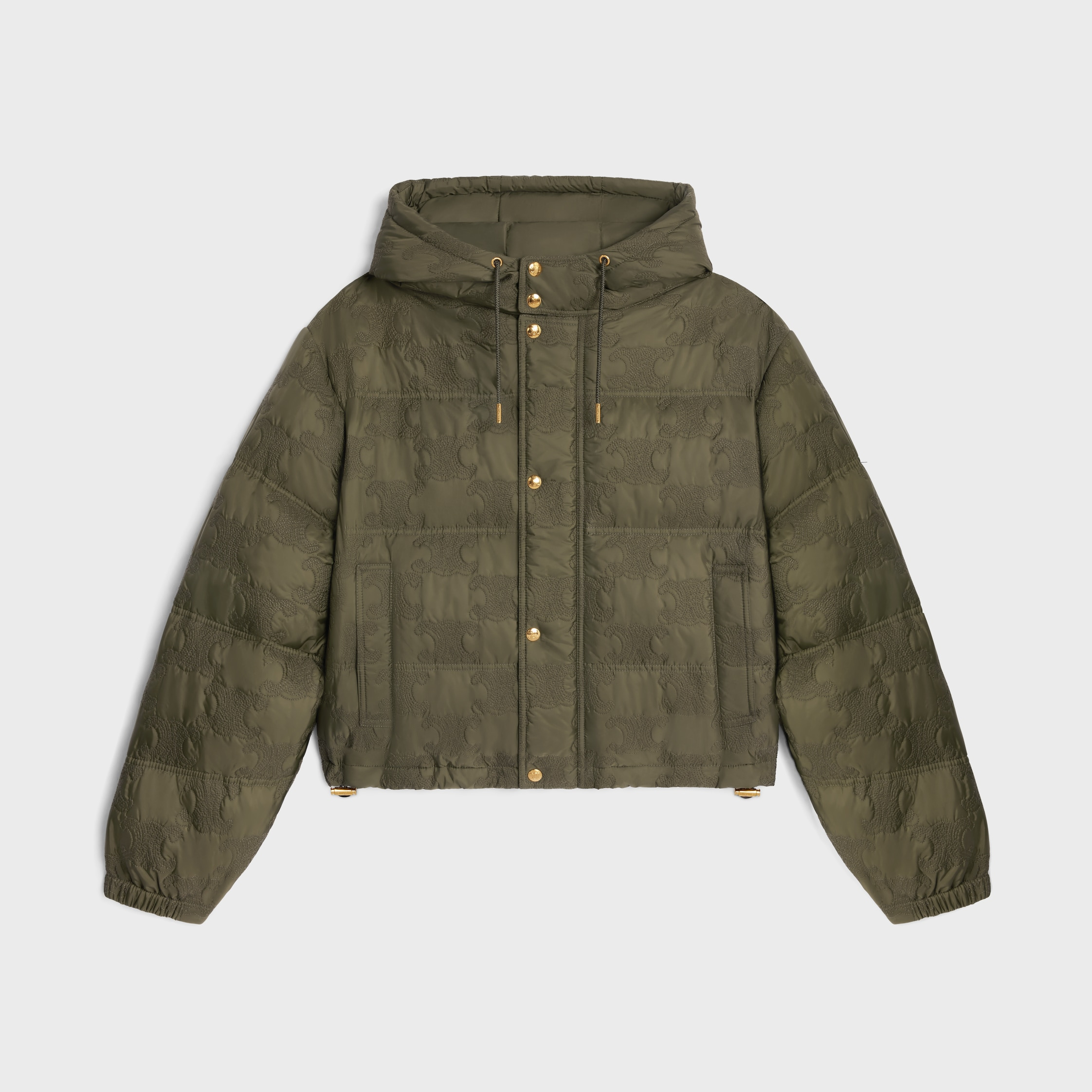 cropped triomphe down jacket in lightweight nylon - 1