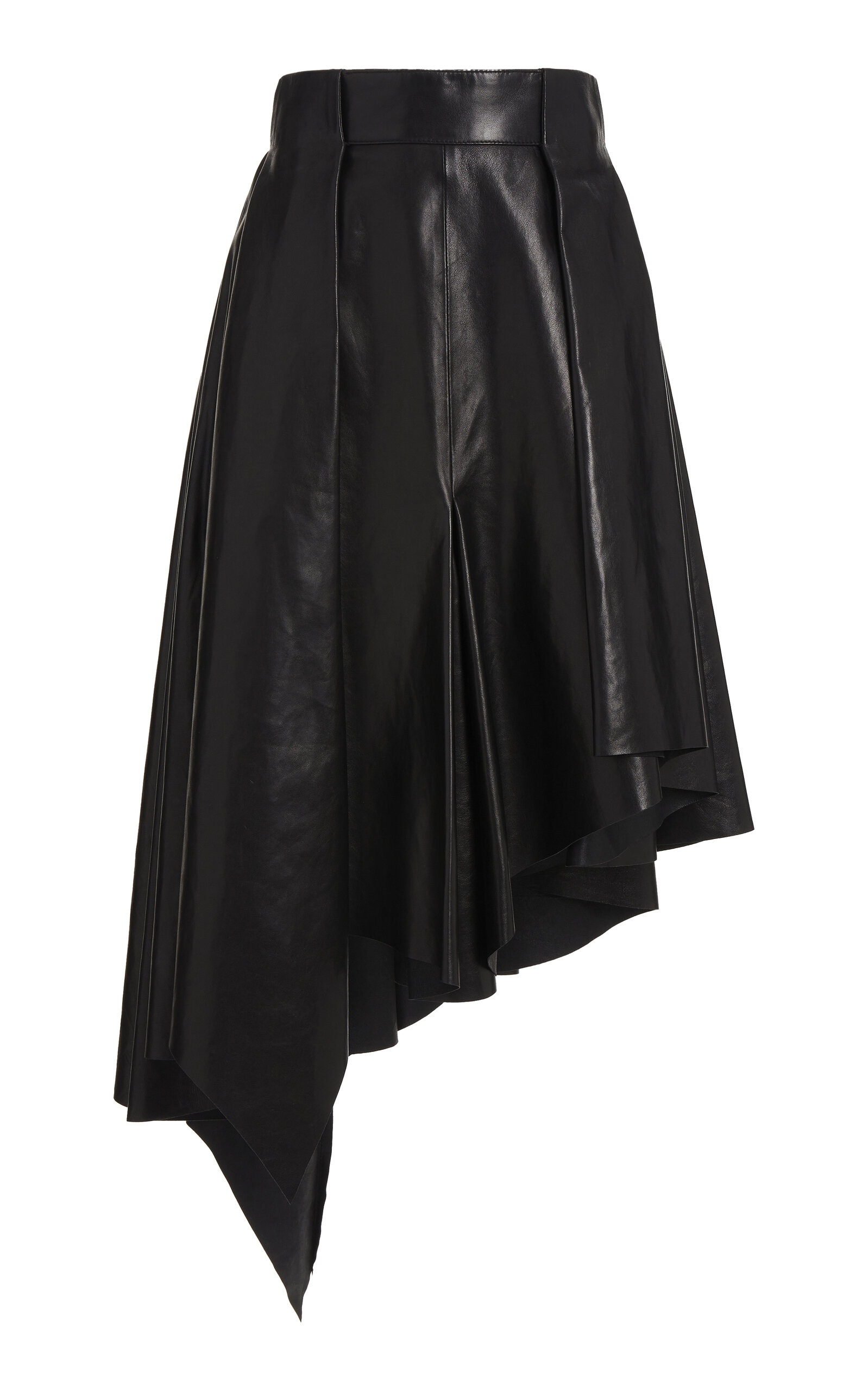 Asymmetric Leather Midi Skirt black - 1