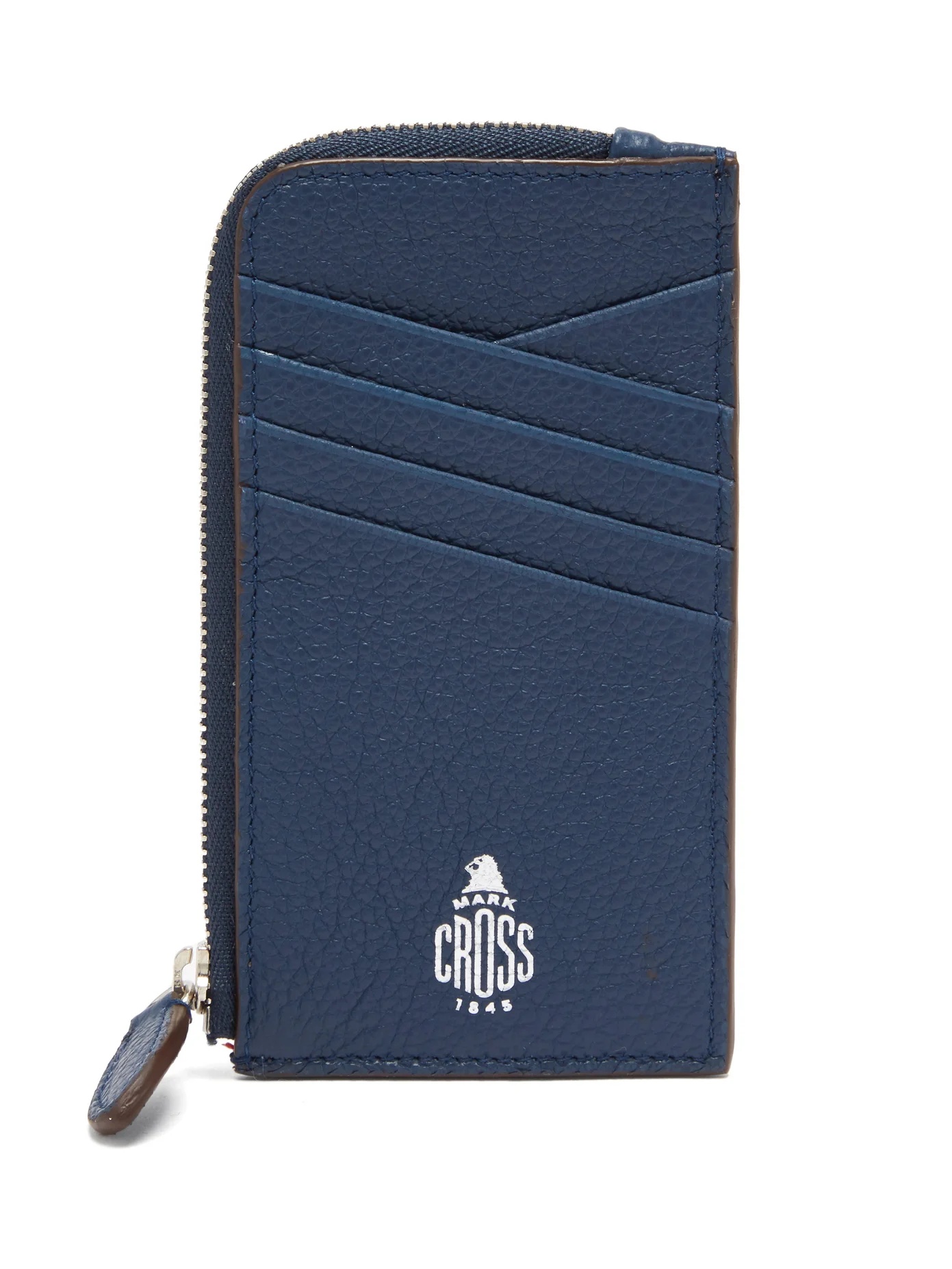 Zipped grained-leather cardholder - 1