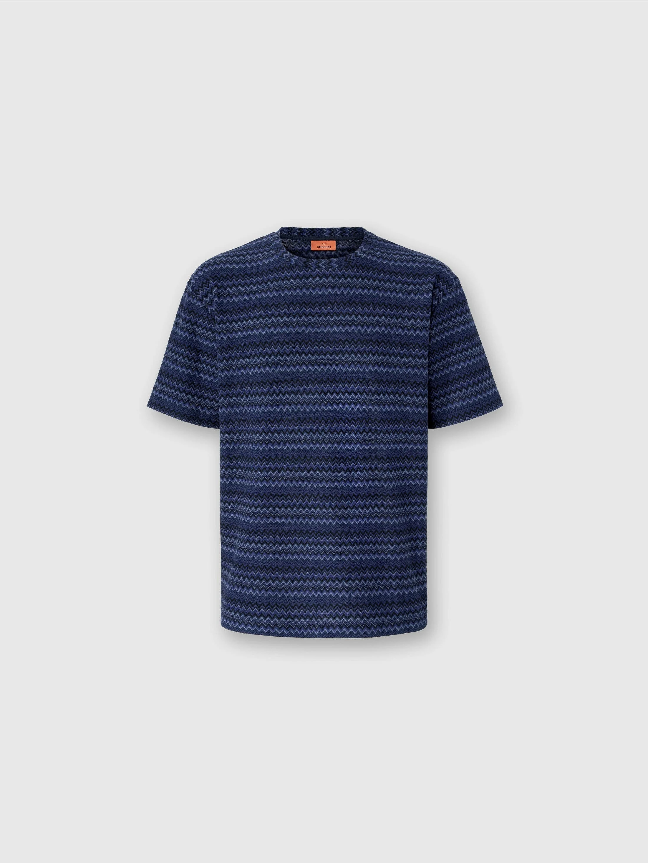 Missoni Crew Neck T-shirt With Micro Zigzag in Blue at Nordstrom - 1