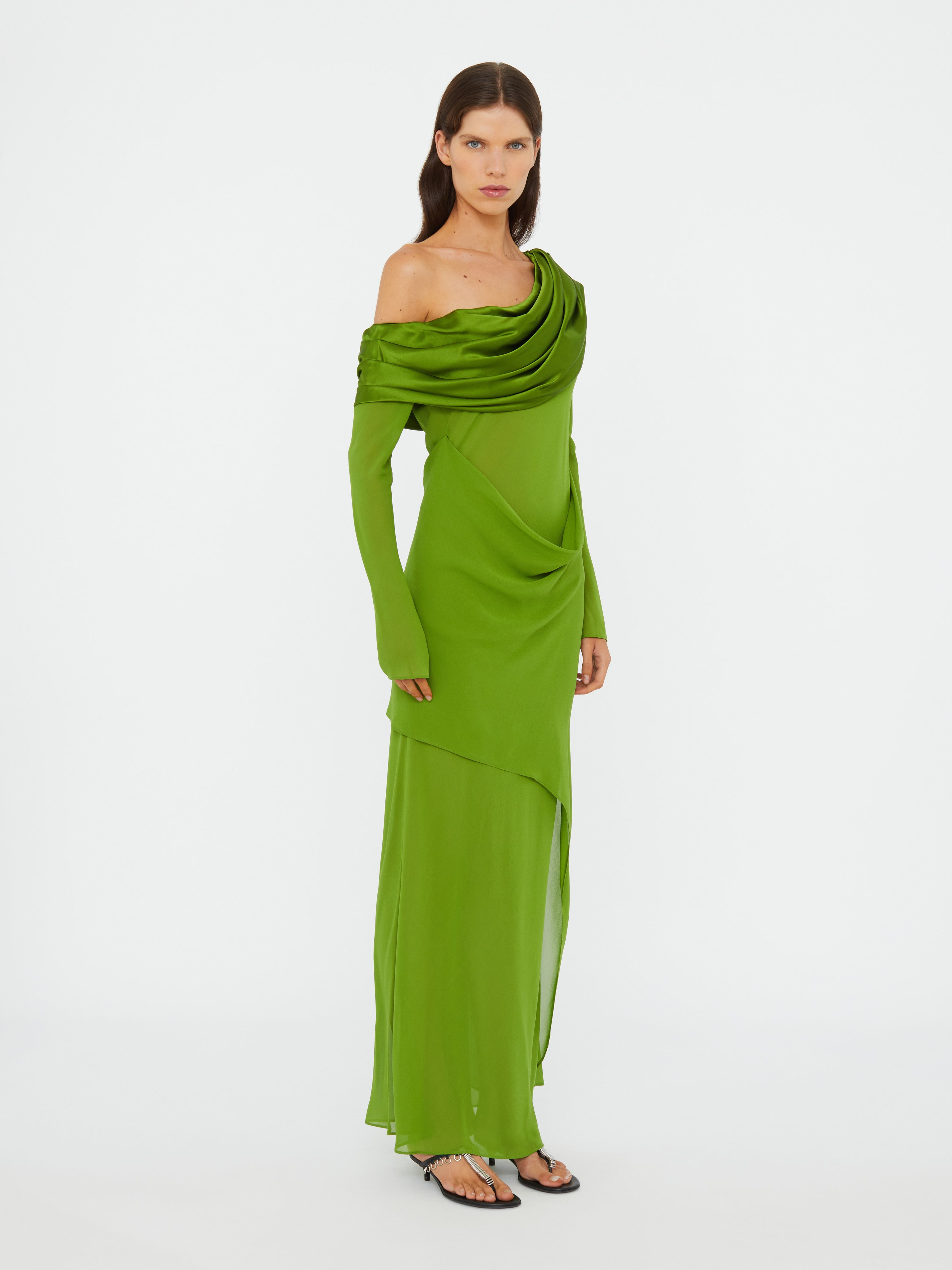 Silk Draped Shawl Dress - 2