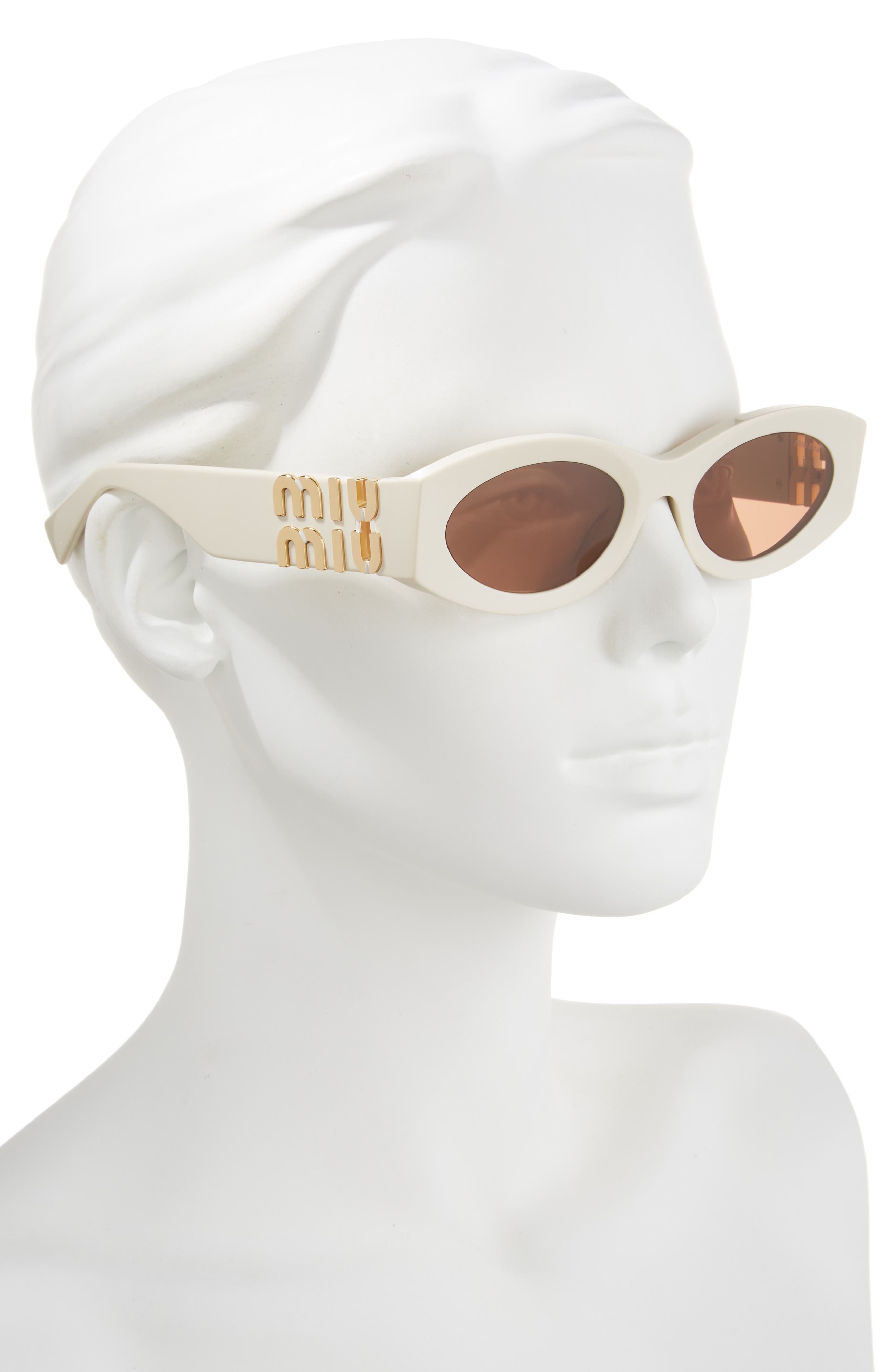 Miu Miu 54mm Rectangular Sunglasses in Milk/Brown at Nordstrom - 3